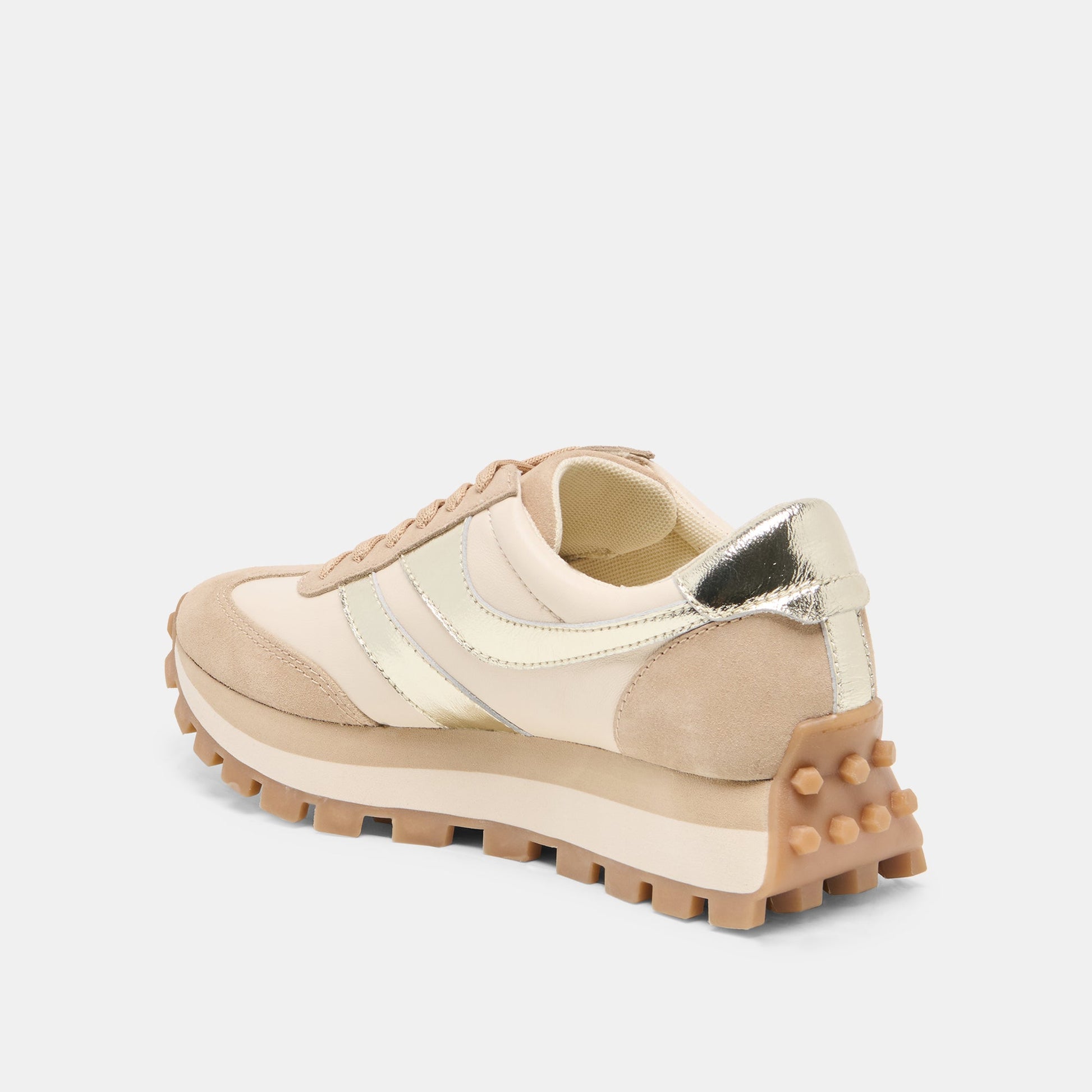 TRESA White Gold Suede Platform Sneakers