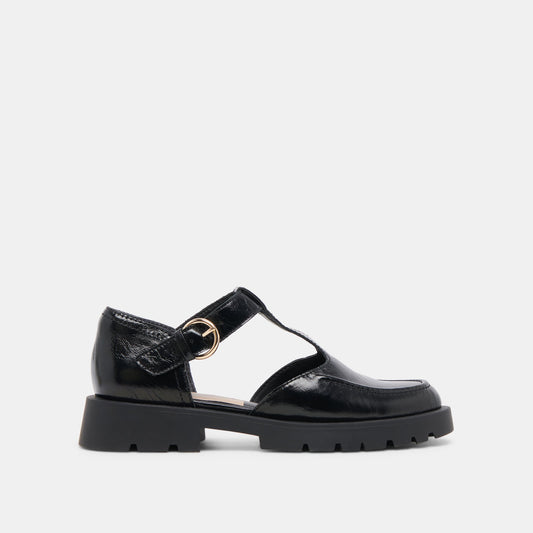 EMILIO FLATS MIDNIGHT CRINKLE PATENT LEATHER
 – Dolce Vita