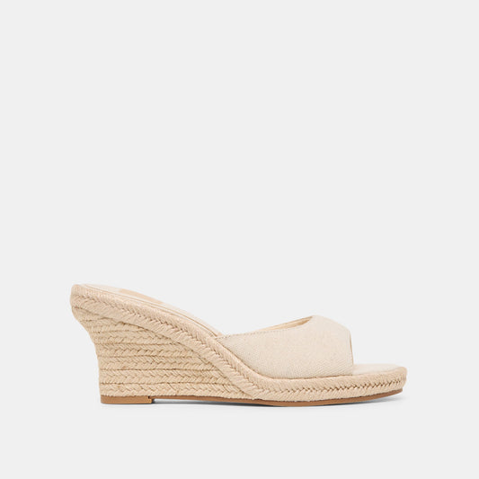 Vaya Ecru Linen Wedges