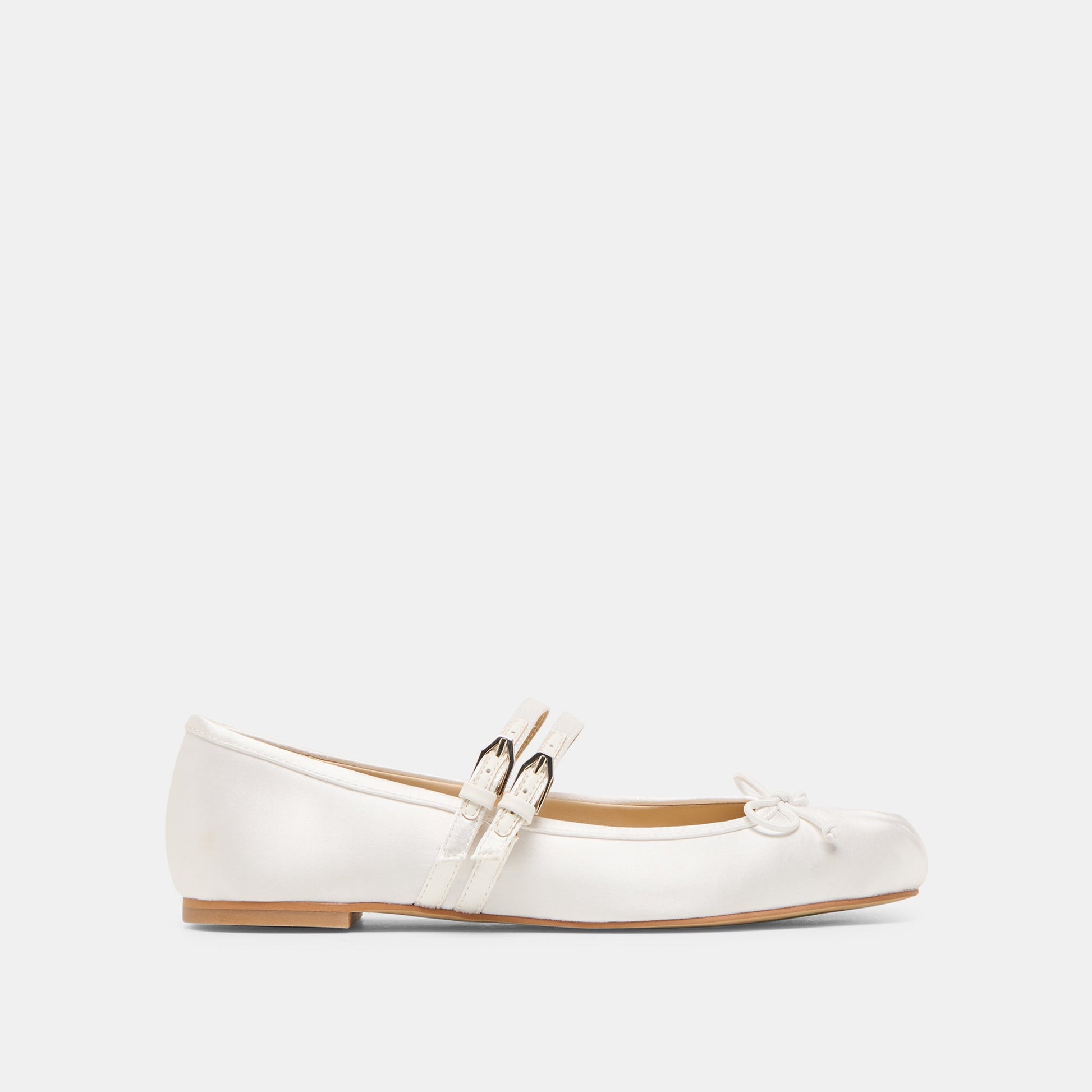 Gibsen True White Satin Ballet Flats