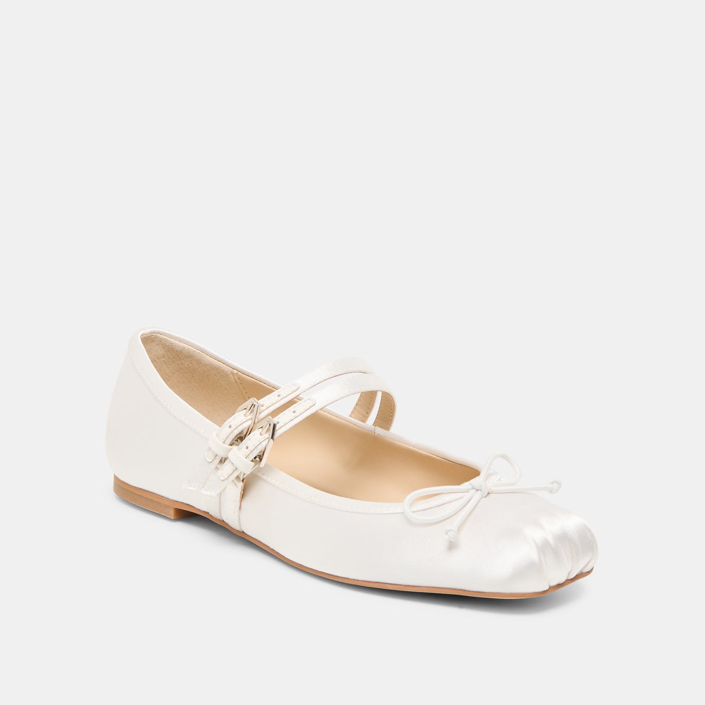 Gibsen True White Satin Ballet Flats