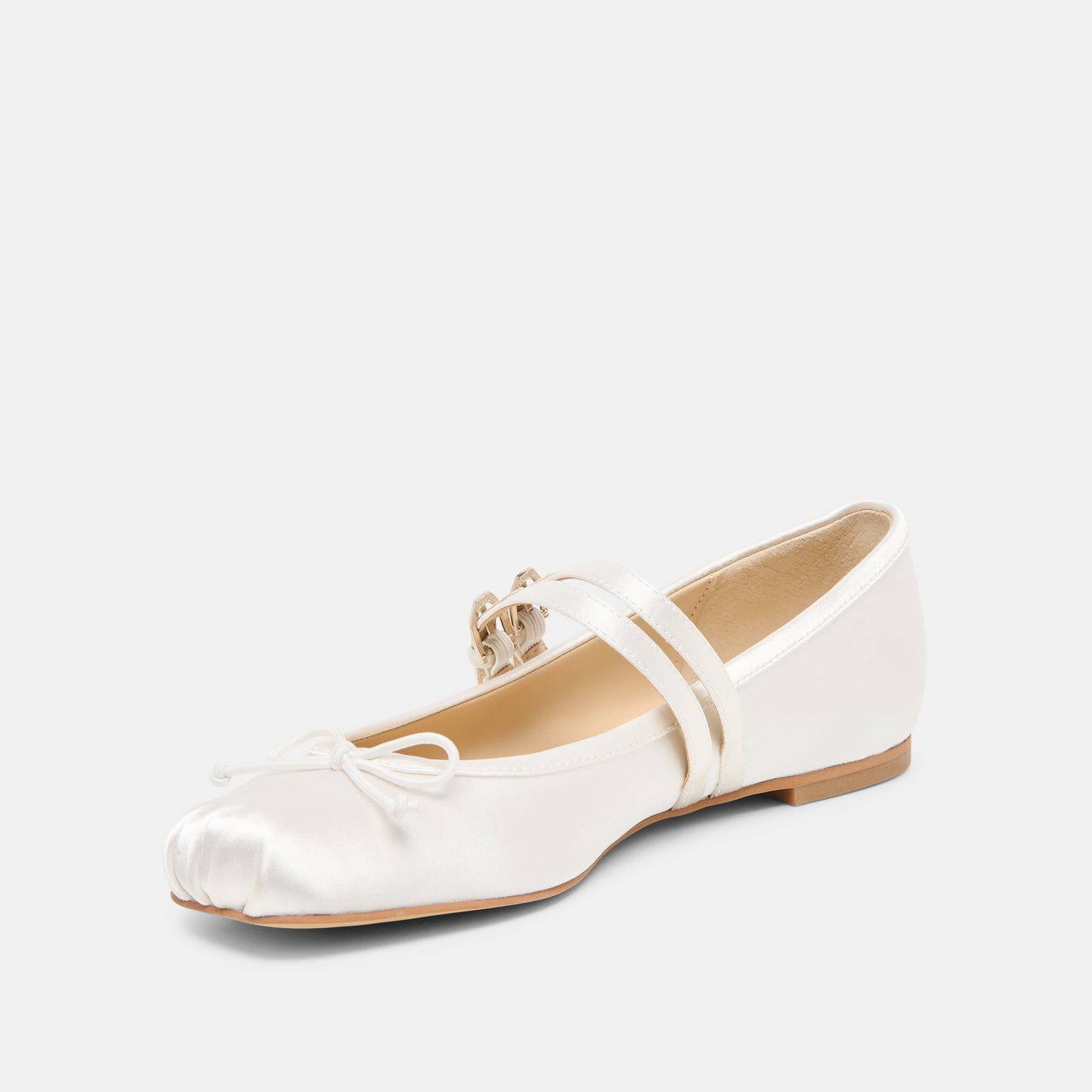 Gibsen True White Satin Ballet Flats