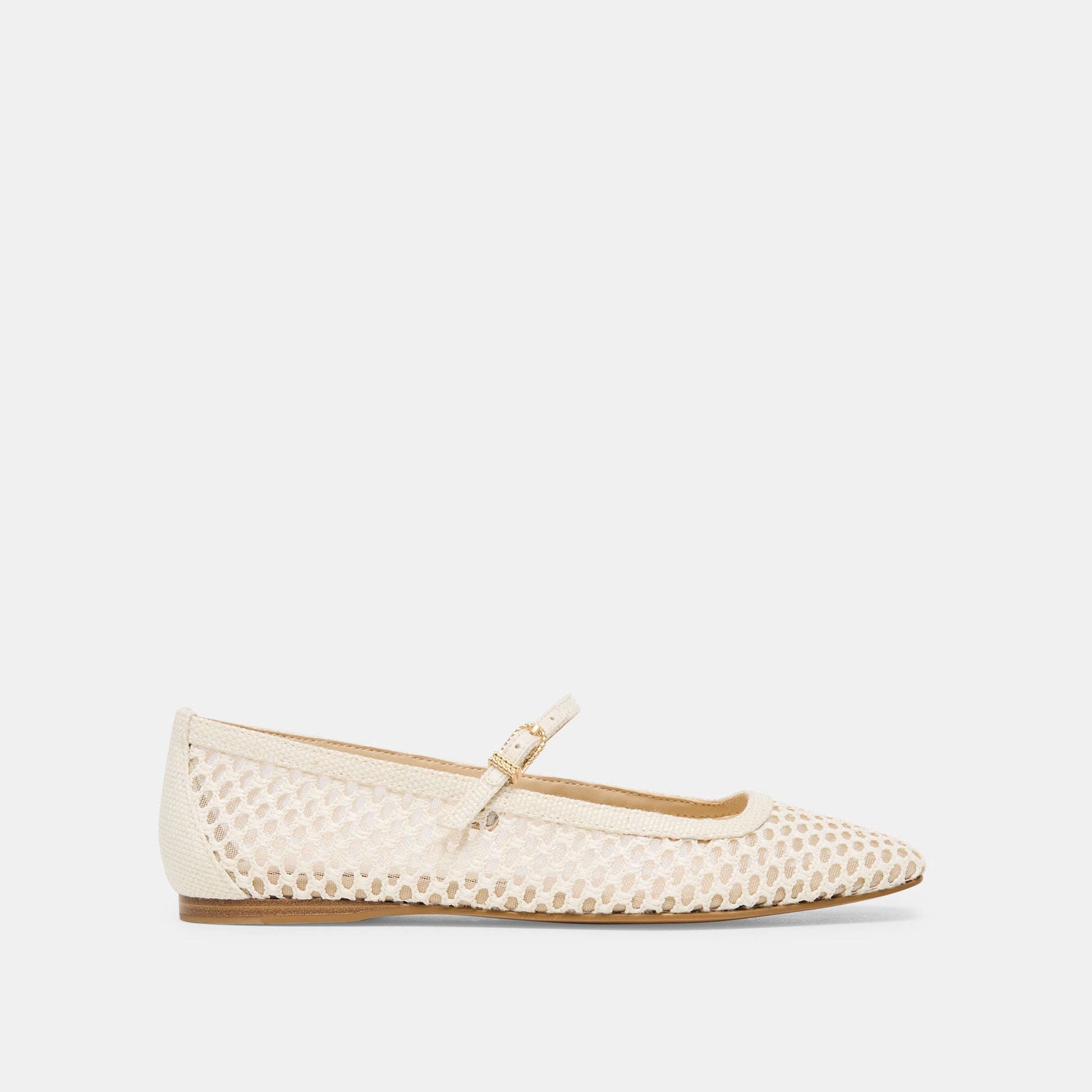 Reyes White Woven Raffia Ballet Flats