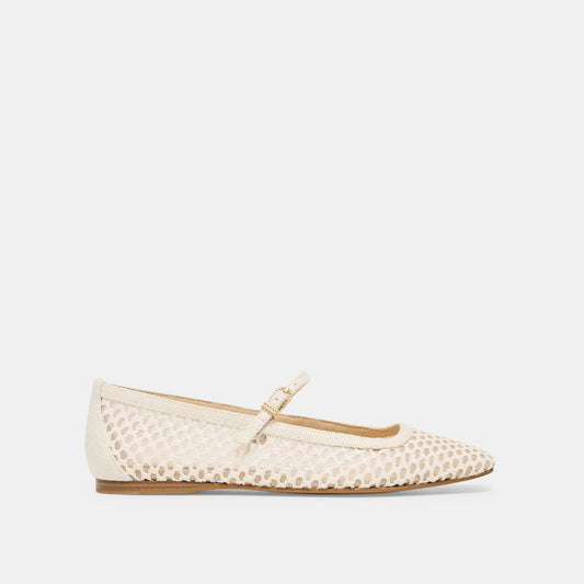 Reyes White Woven Raffia Ballet Flats