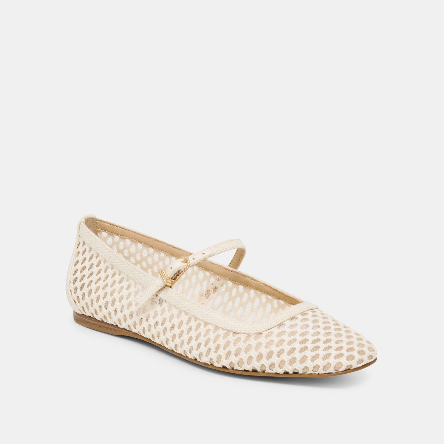 Reyes White Woven Raffia Ballet Flats
