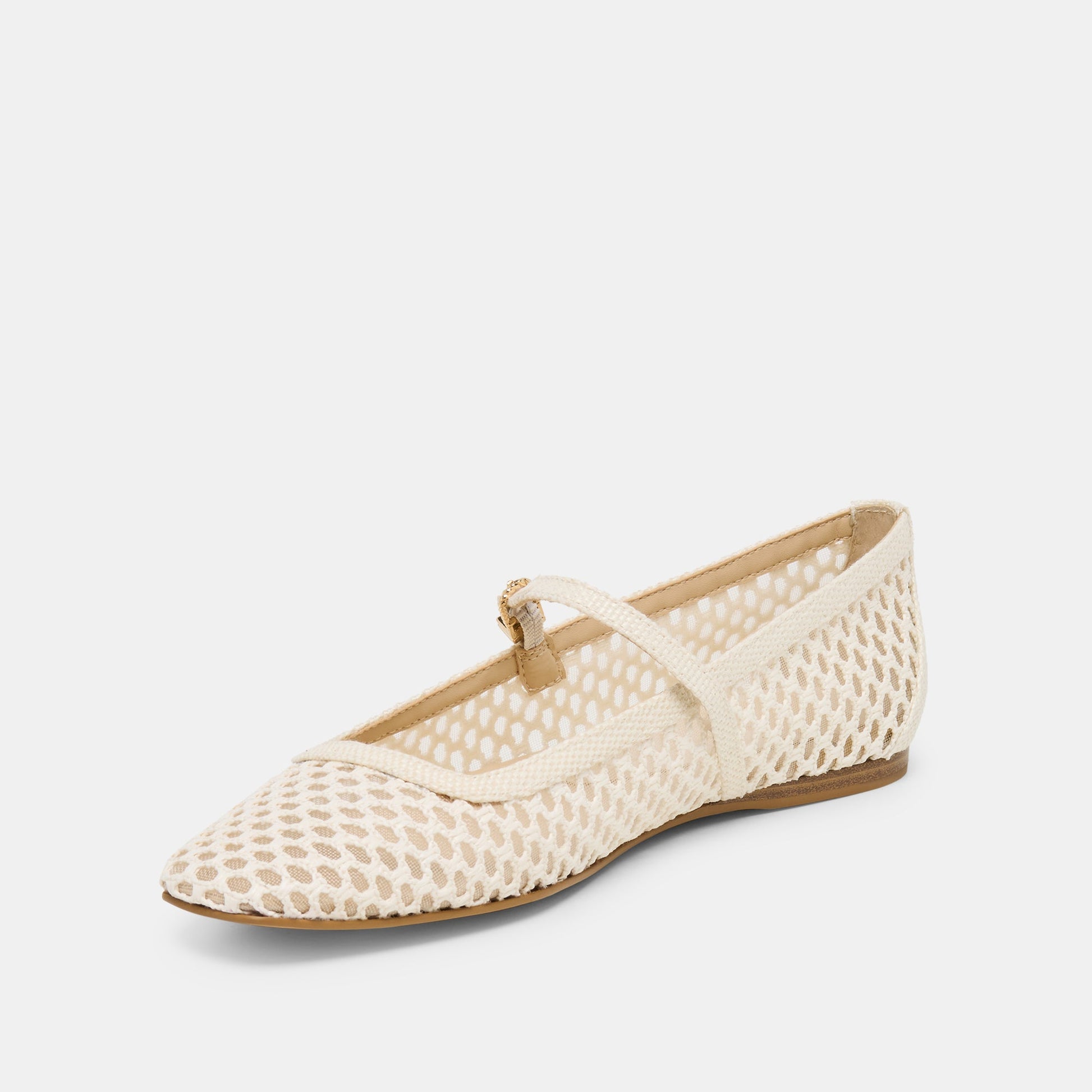 Reyes White Woven Raffia Ballet Flats