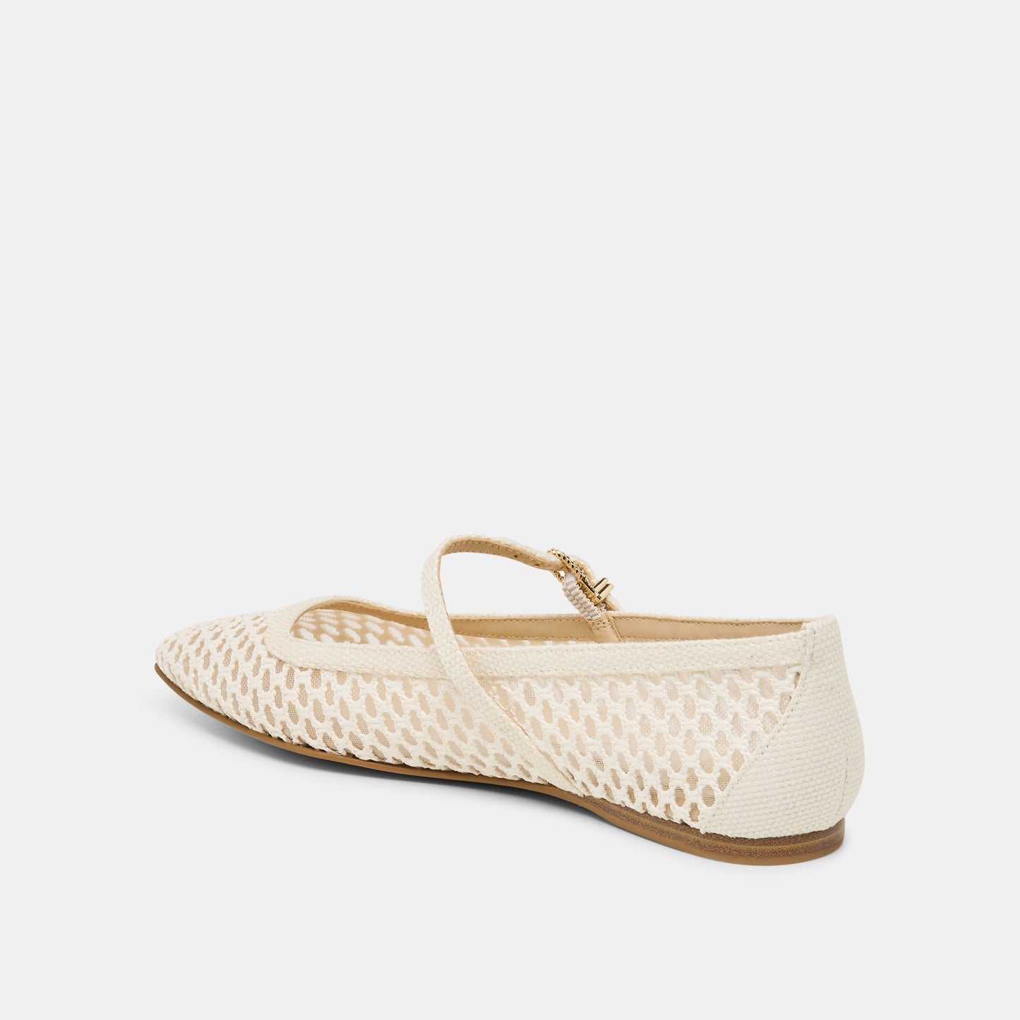 Reyes White Woven Raffia Ballet Flats