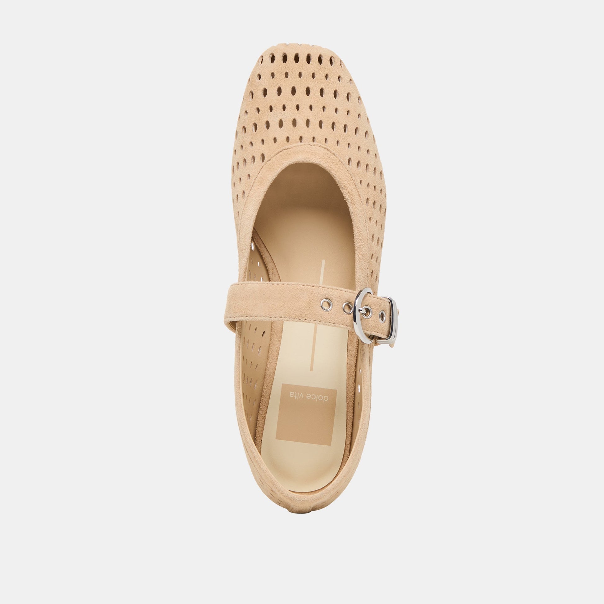 Mikel Camel Perforated Suede Ballet Flats