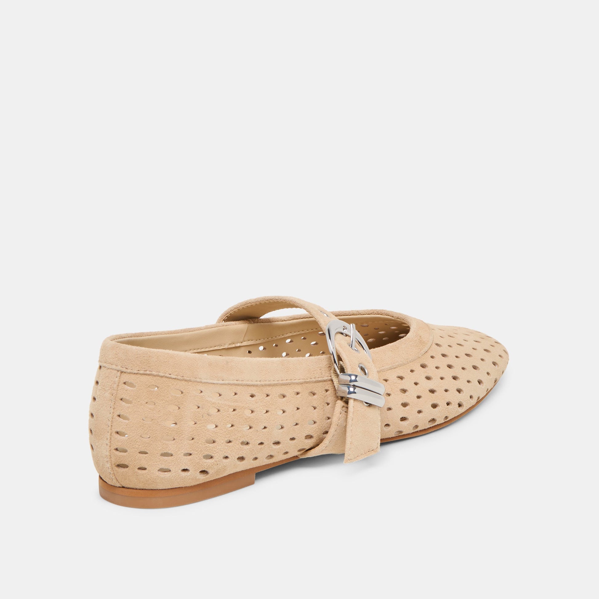 Mikel Camel Perforated Suede Ballet Flats