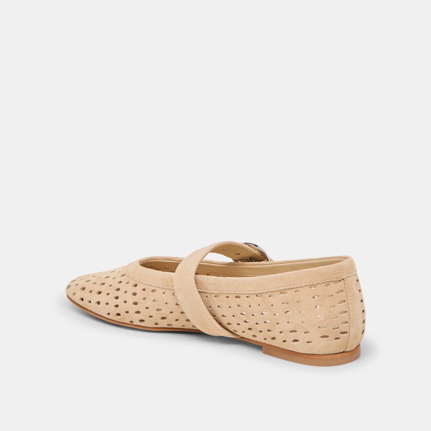 Mikel Camel Perforated Suede Ballet Flats