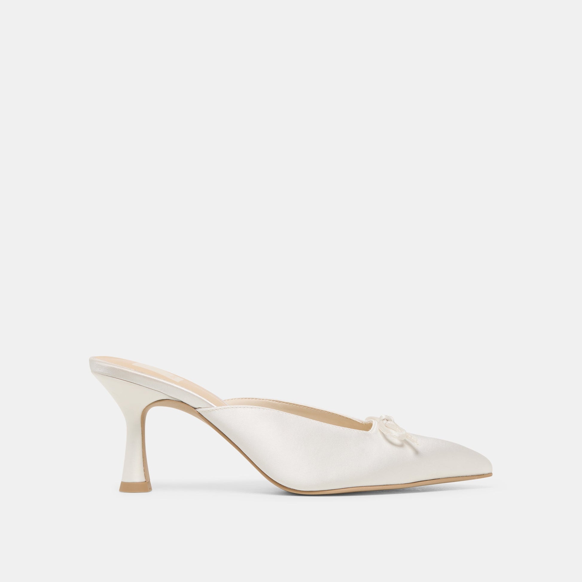 Cleo High Off White Satin Heels