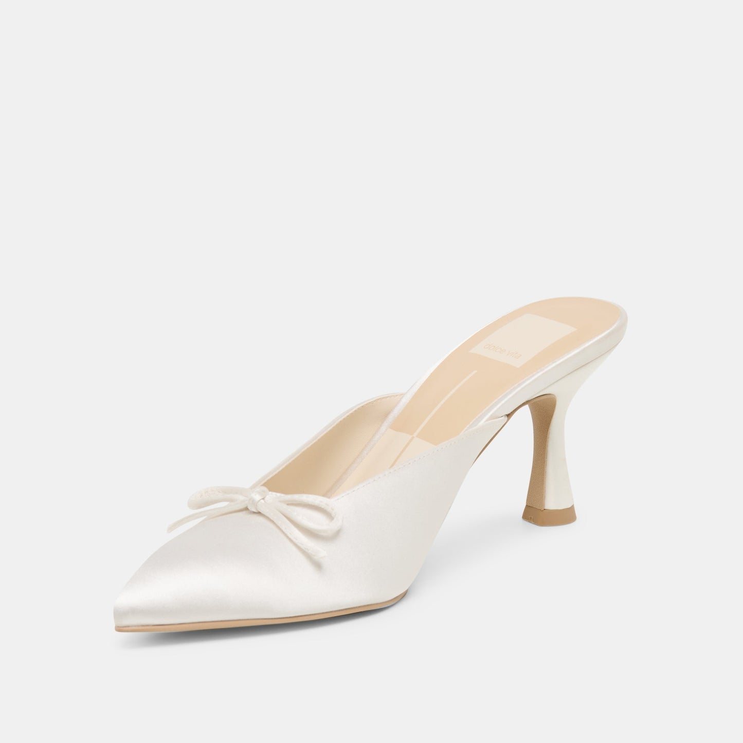 Cleo High Off White Satin Heels