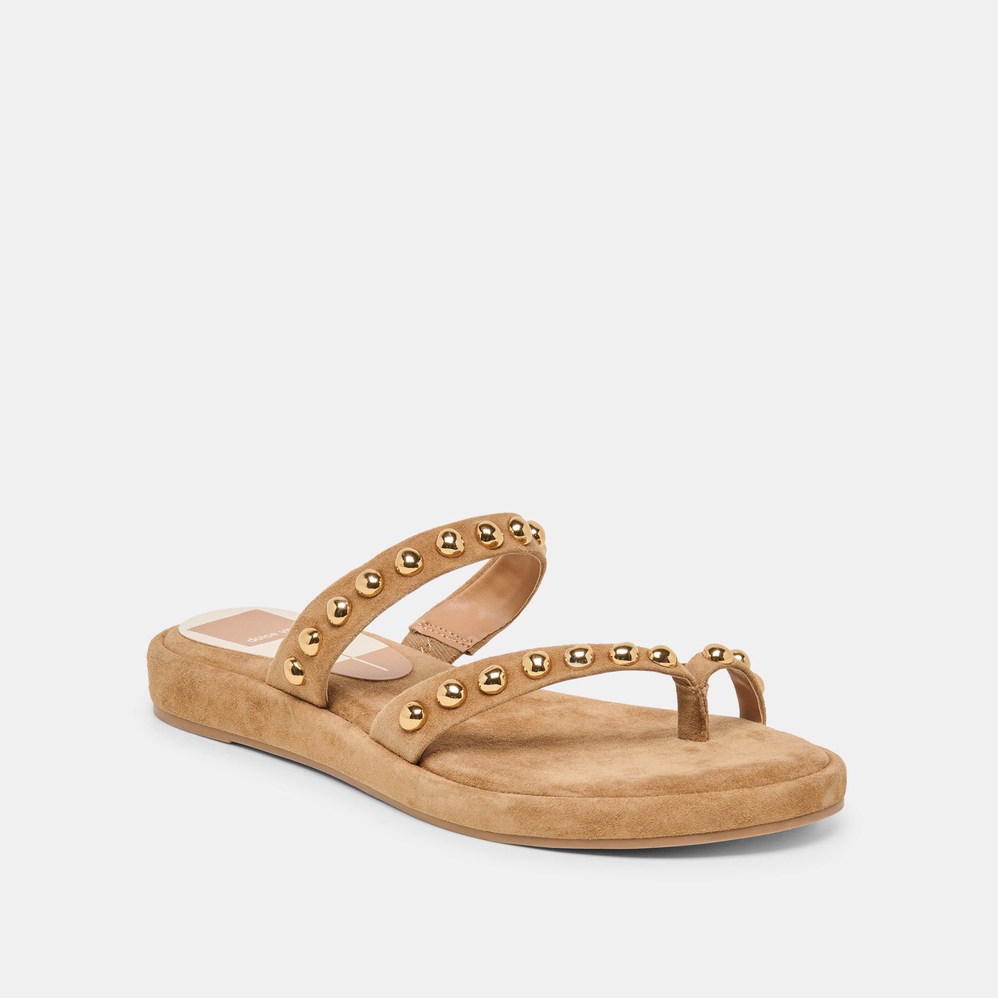 Amary Stud Lt Brown Suede Sandals