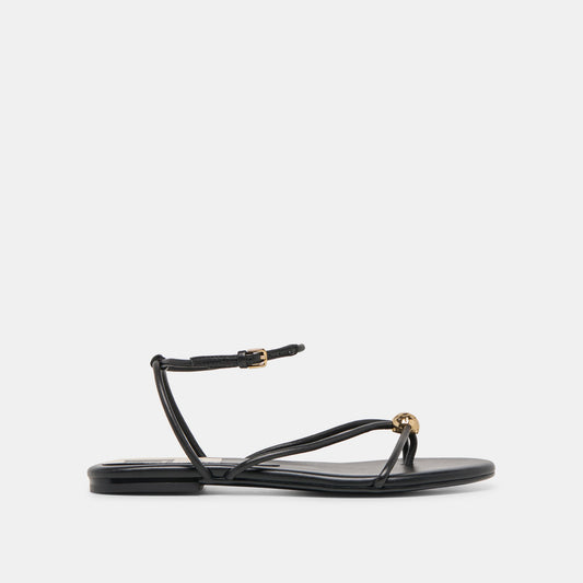 Kenley Black Leather Sandals