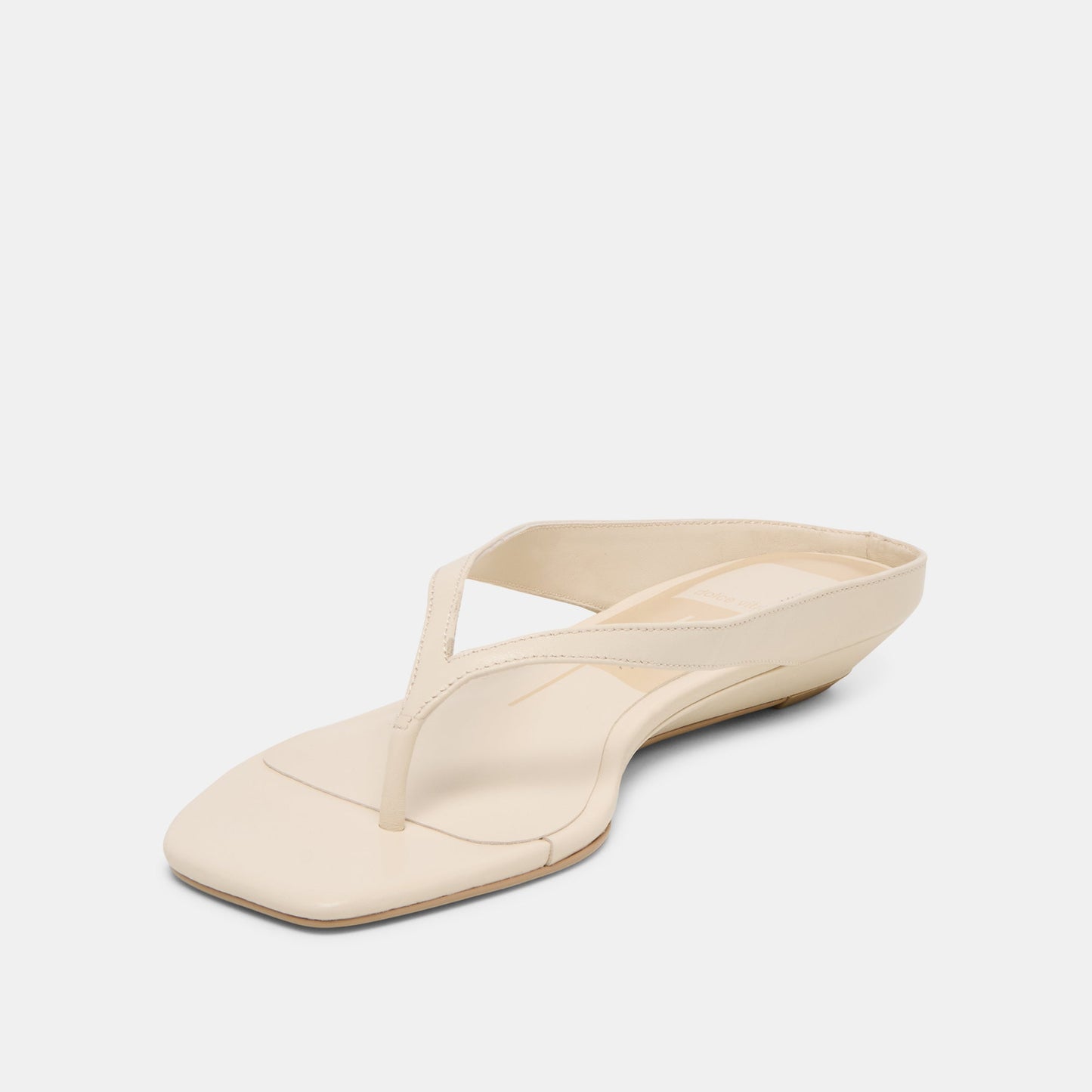 GIZEL Bone Leather Thong Square-Toe Sandals