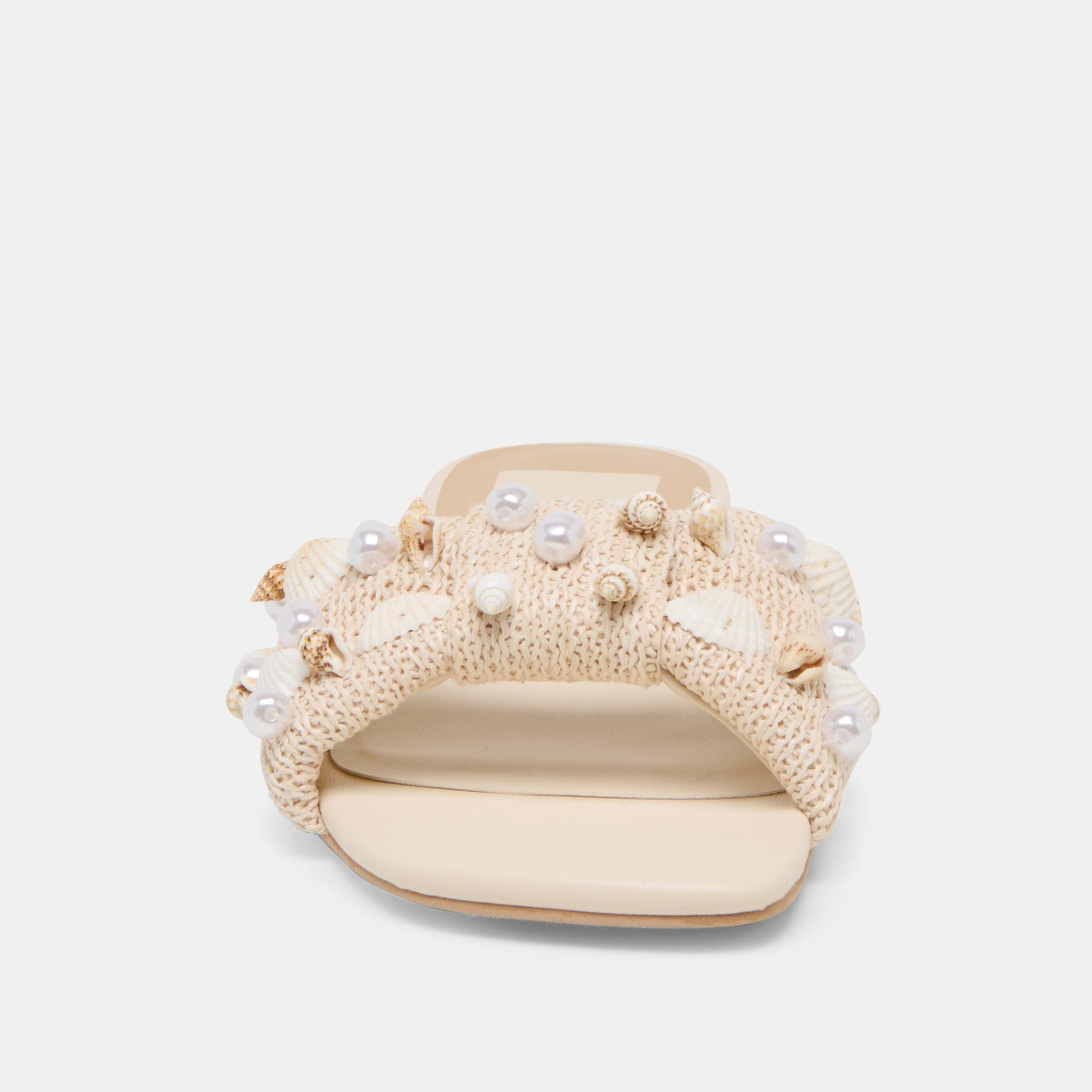 Lizza Oatmeal Beaded Raffia Sandals