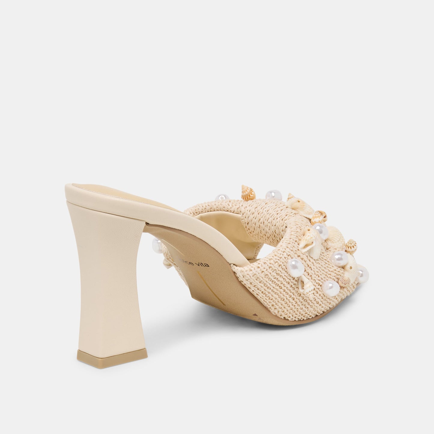 Tylah Oatmeal Beaded Raffia Heels