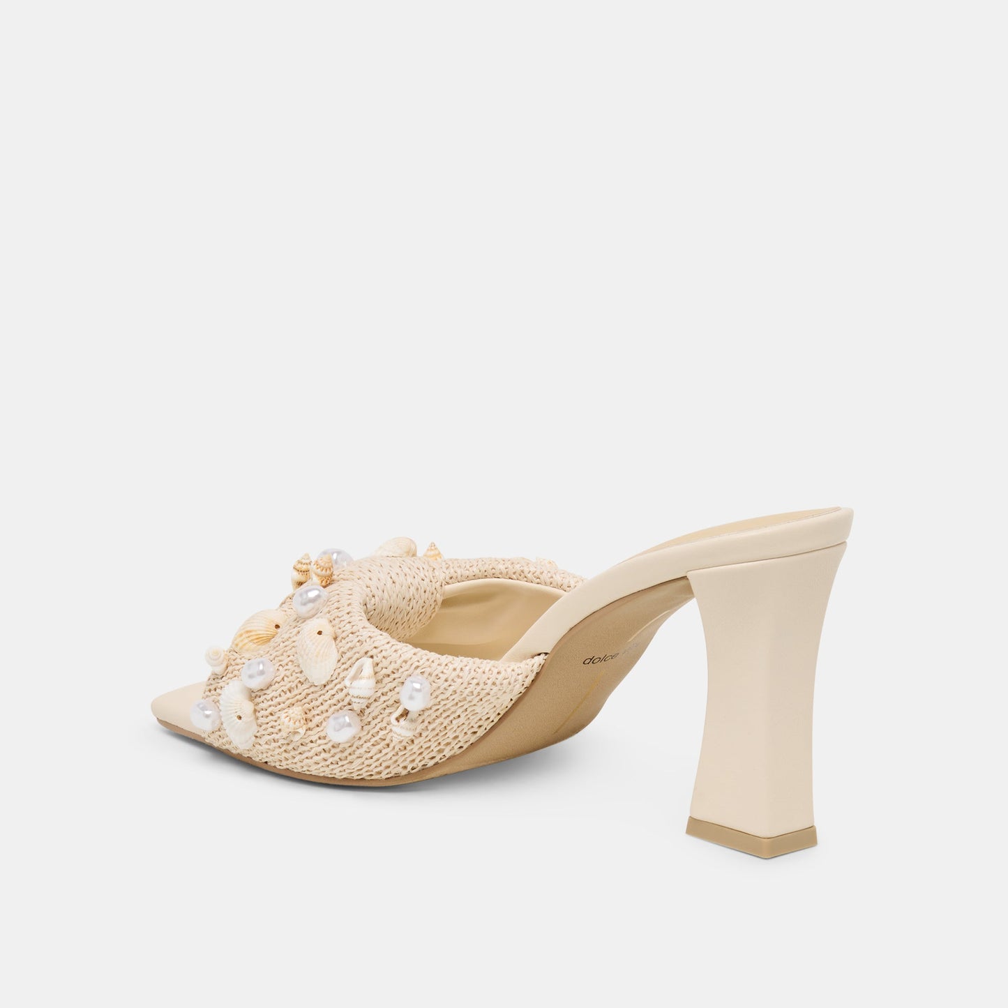 Tylah Oatmeal Beaded Raffia Heels