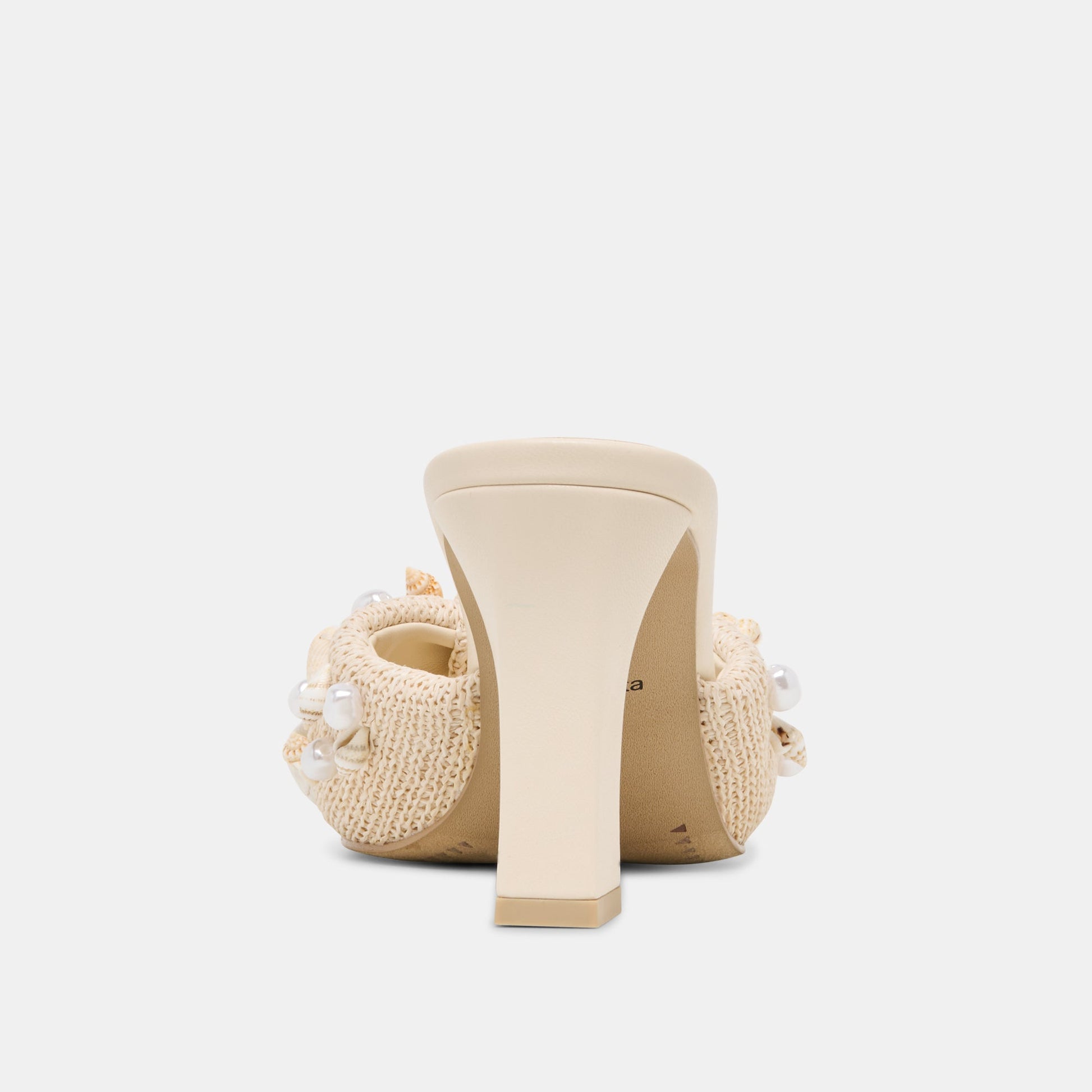 Tylah Oatmeal Beaded Raffia Heels
