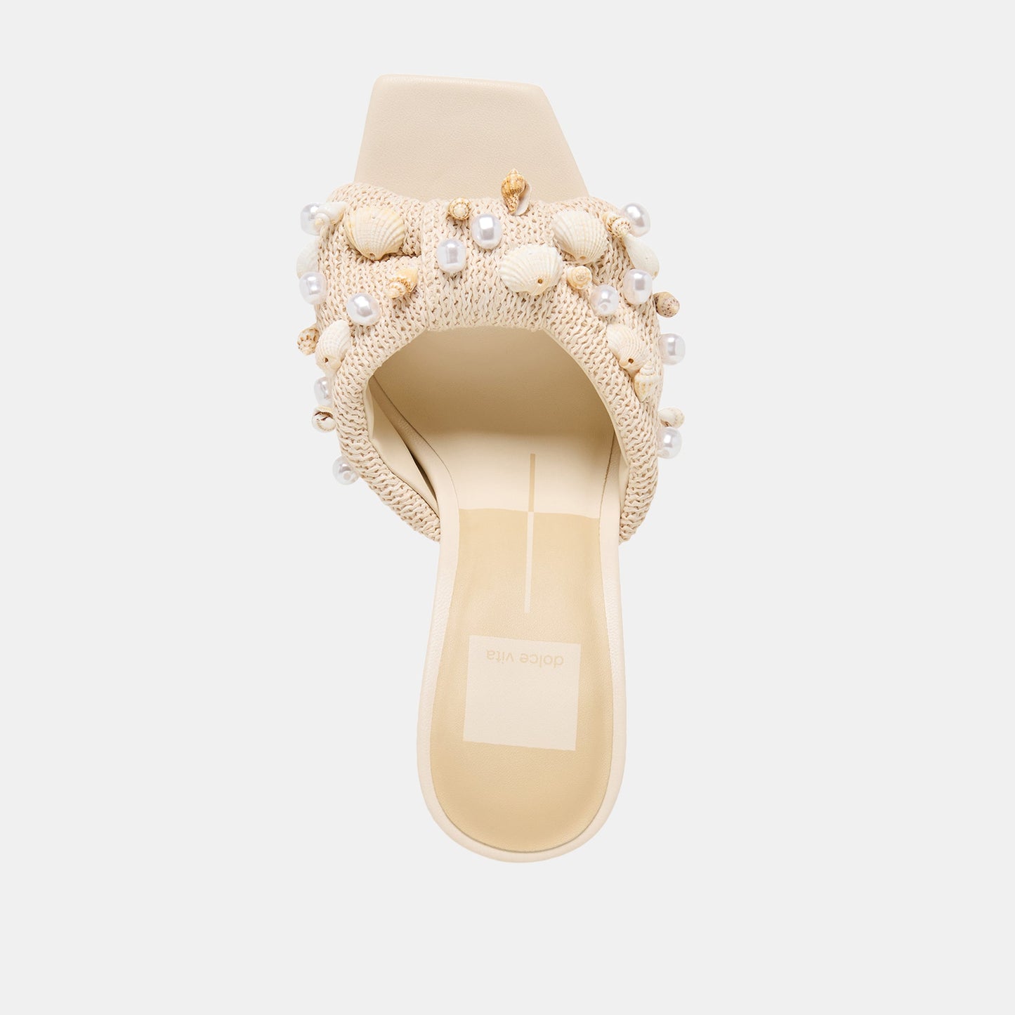 Tylah Oatmeal Beaded Raffia Heels