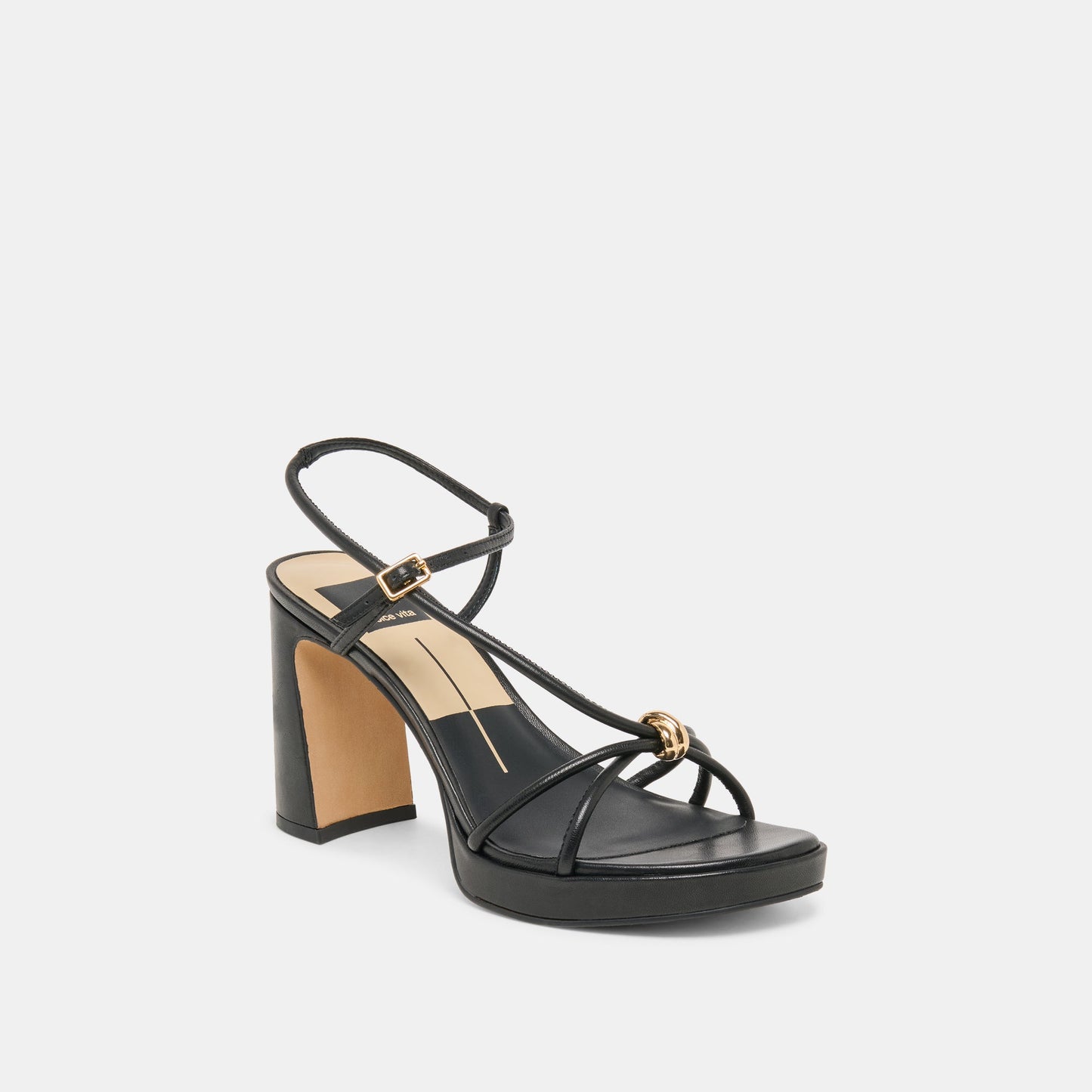 Odete Black Leather Heels