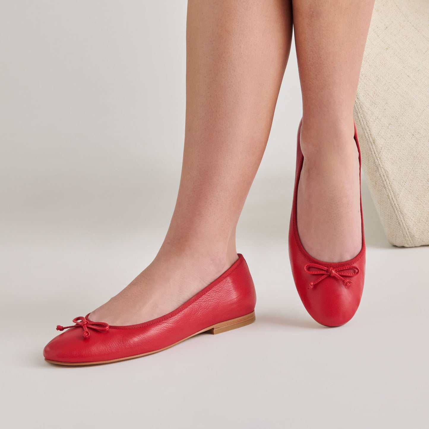 Ritla Cherry Leather Ballet Flats