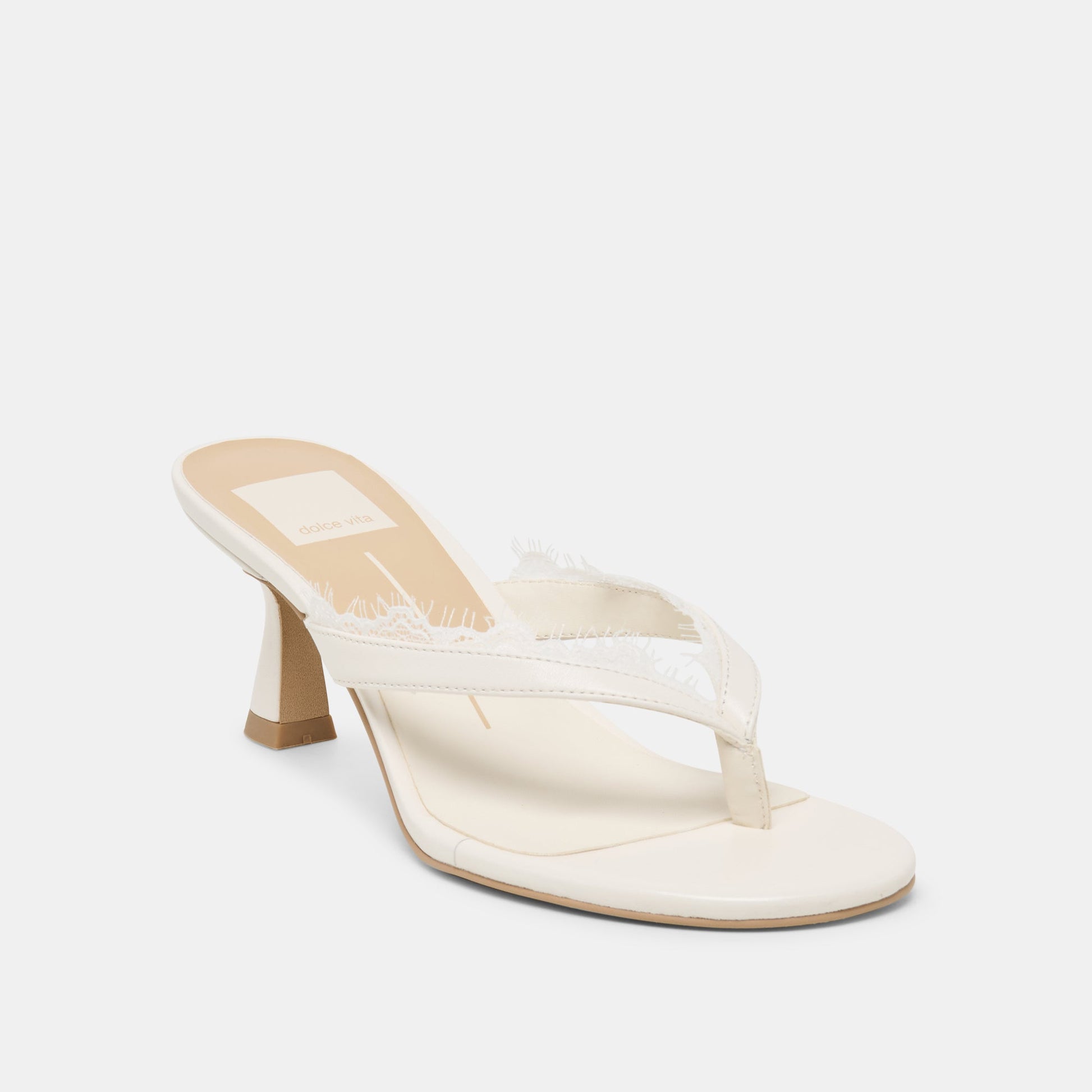 Daksie Lace True White Leather Heels