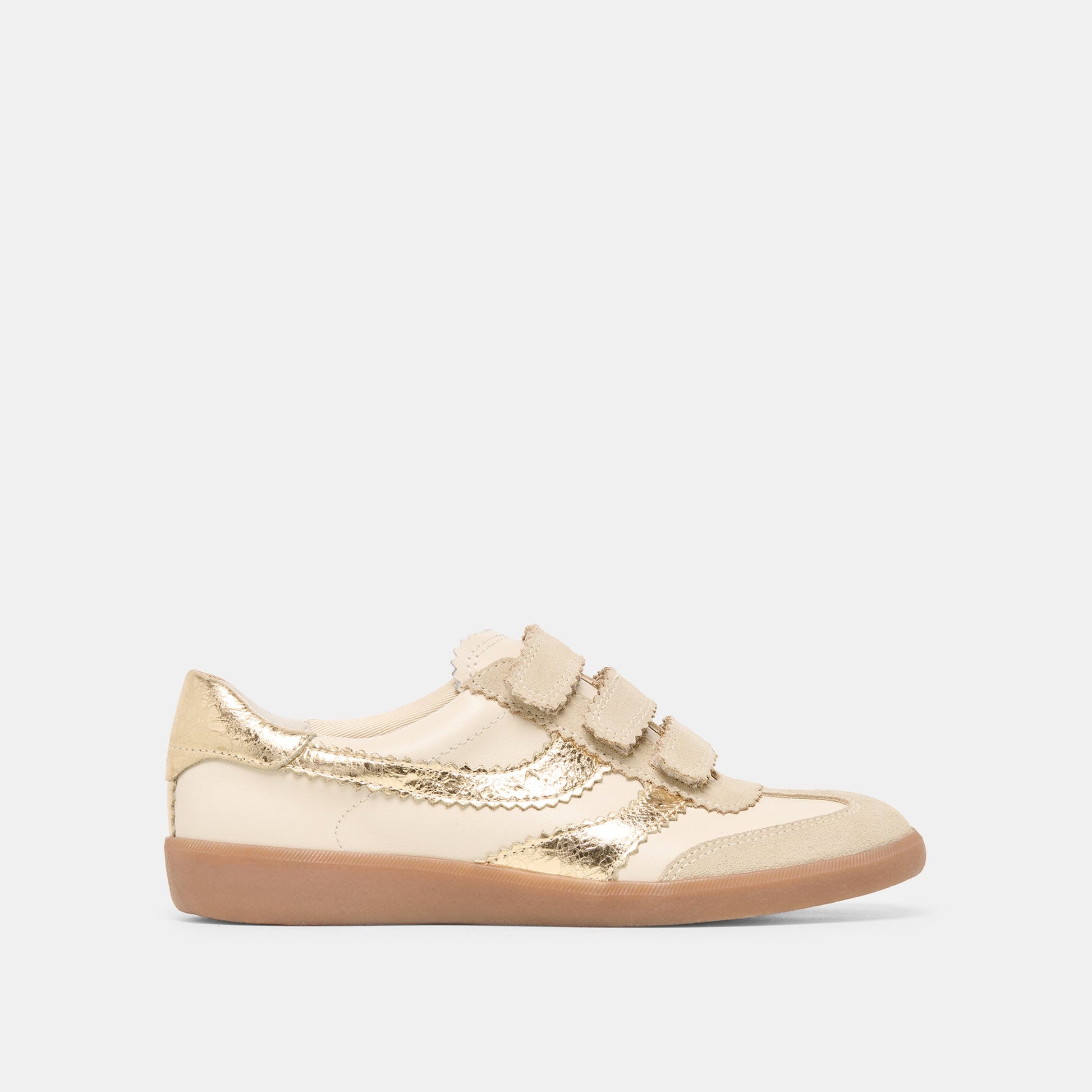 Merit Velcro White Gold Leather Sneakers