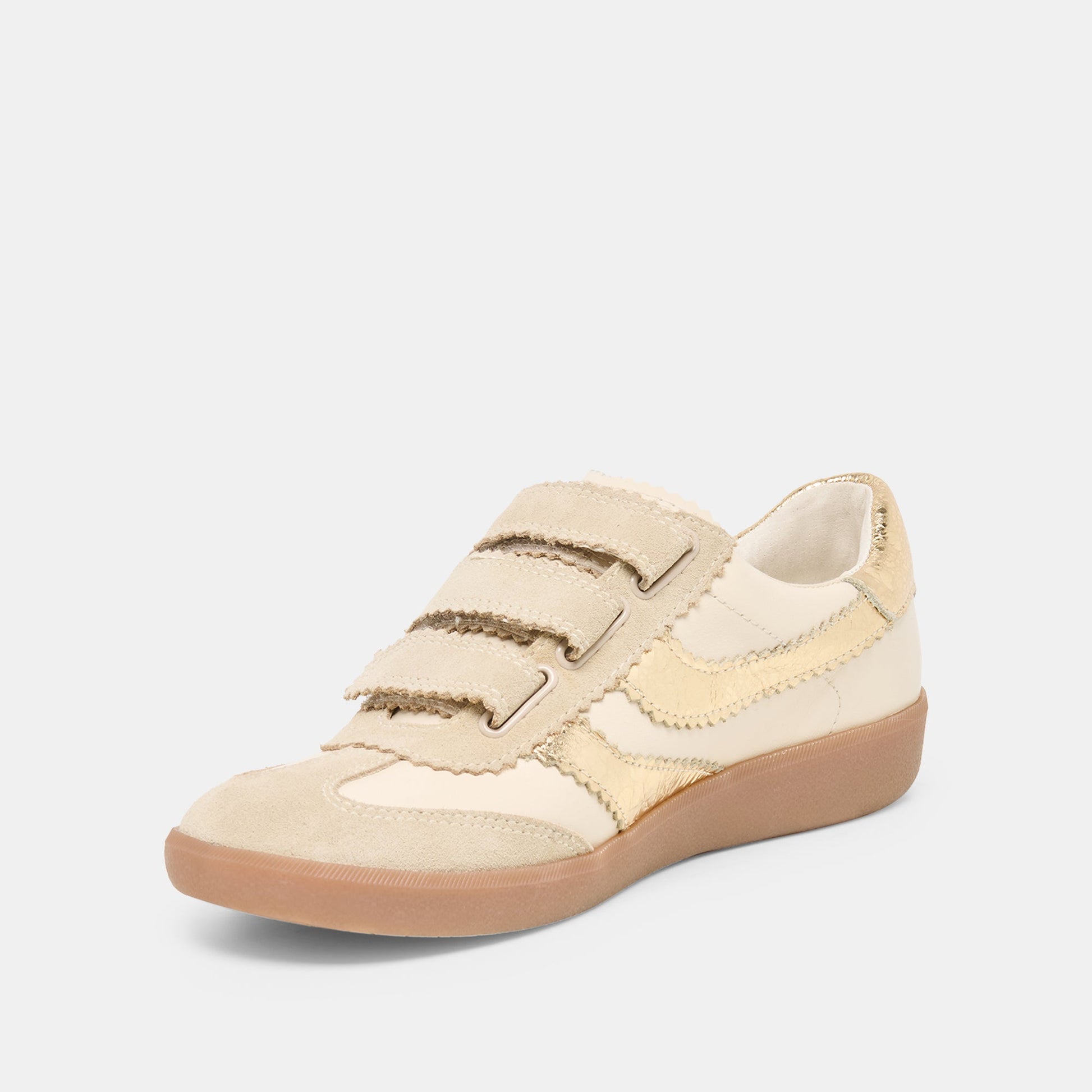 Merit Velcro White Gold Leather Sneakers