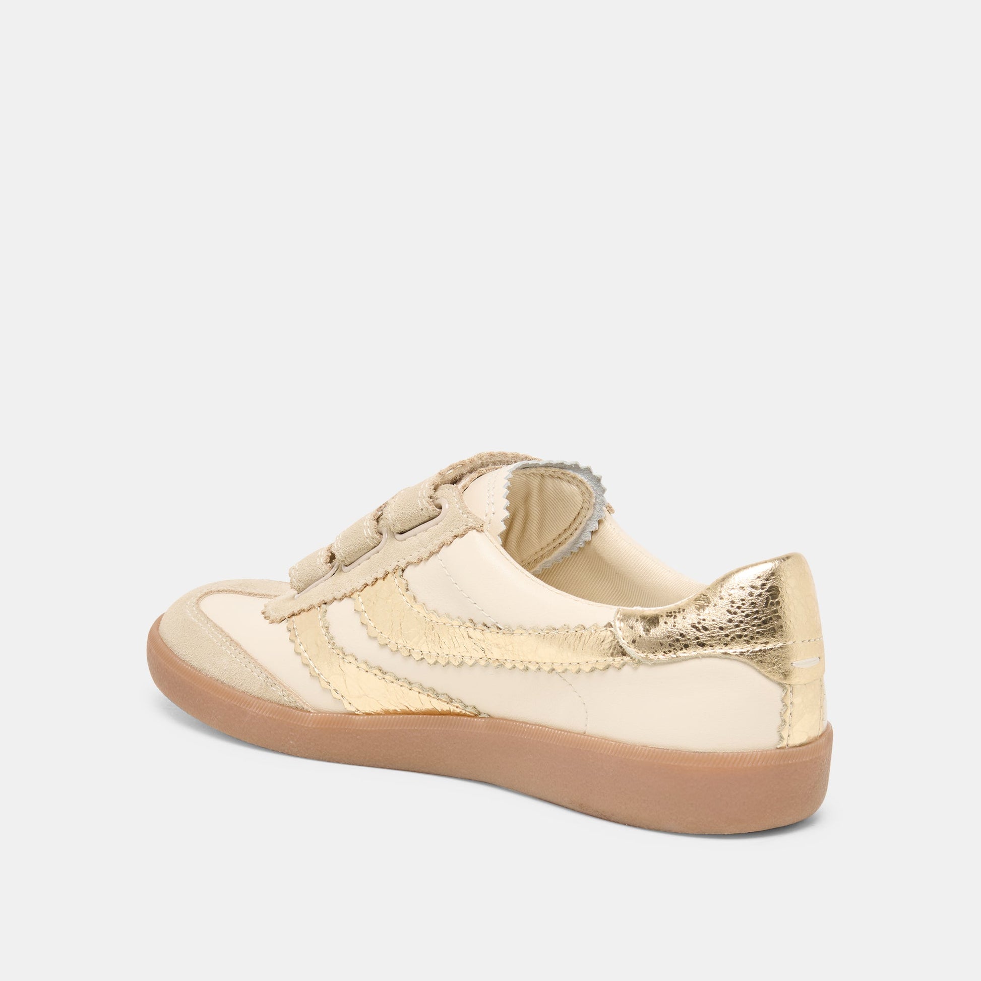 Merit Velcro White Gold Leather Sneakers