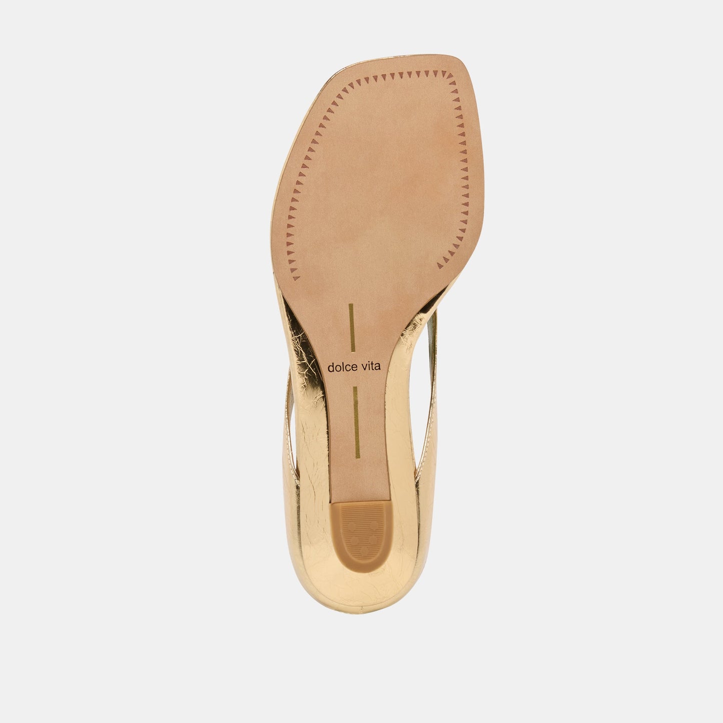 GIZEL Gold Crinkle Patent Thong Square-Toe Sandals