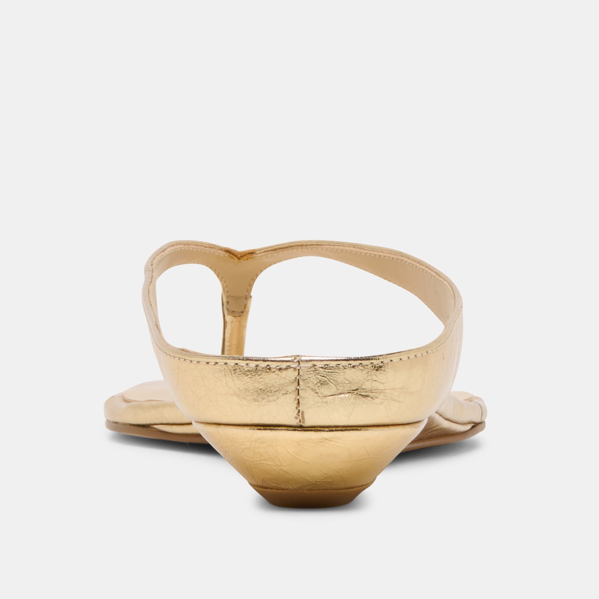 GIZEL Gold Crinkle Patent Thong Square-Toe Sandals