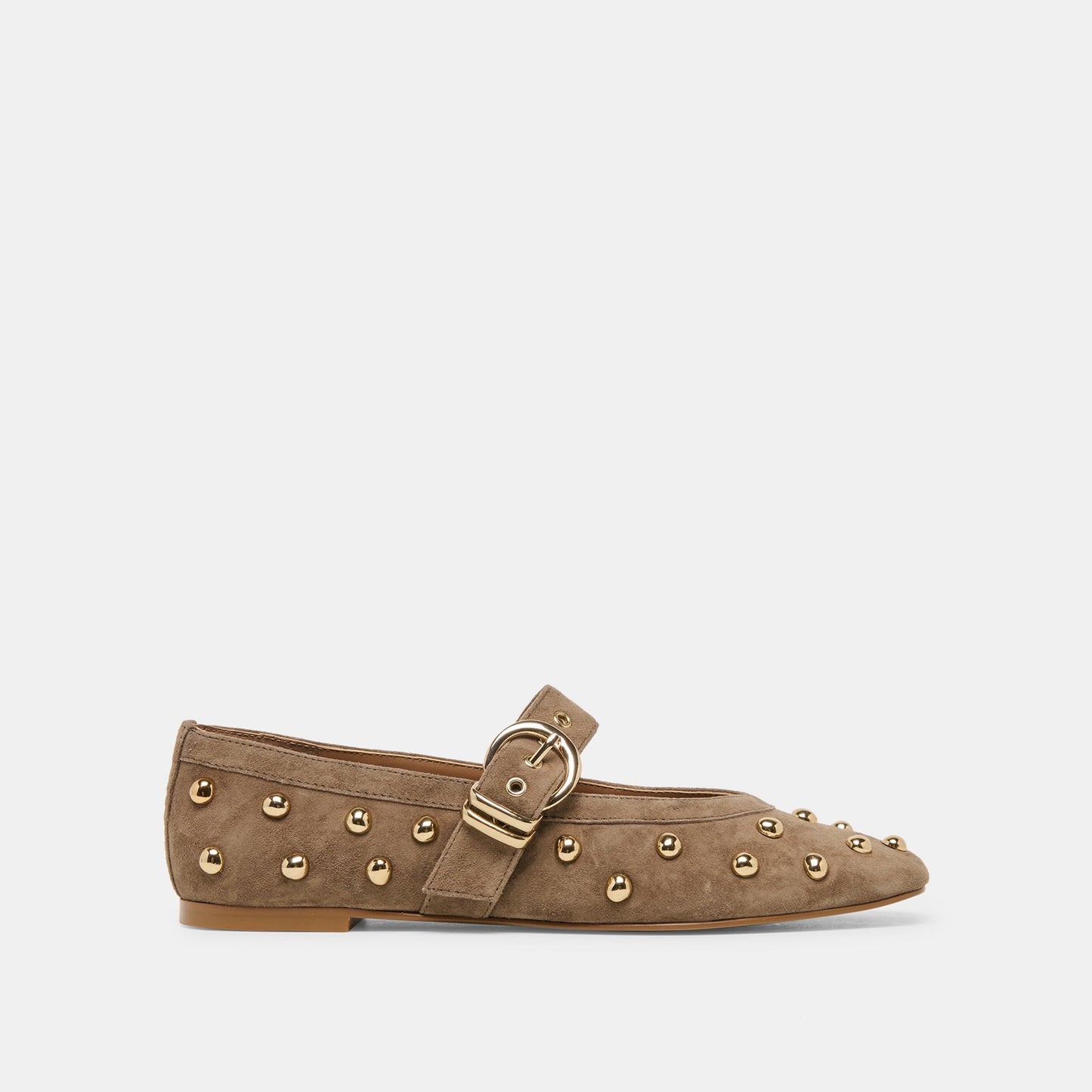 Mikel Stud Olive Suede Ballet Flats