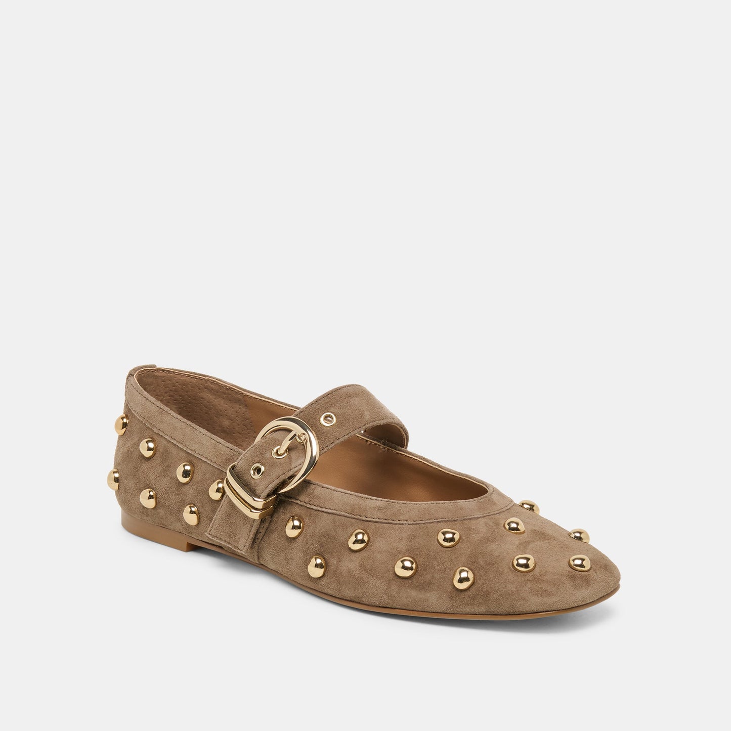 Mikel Stud Olive Suede Ballet Flats
