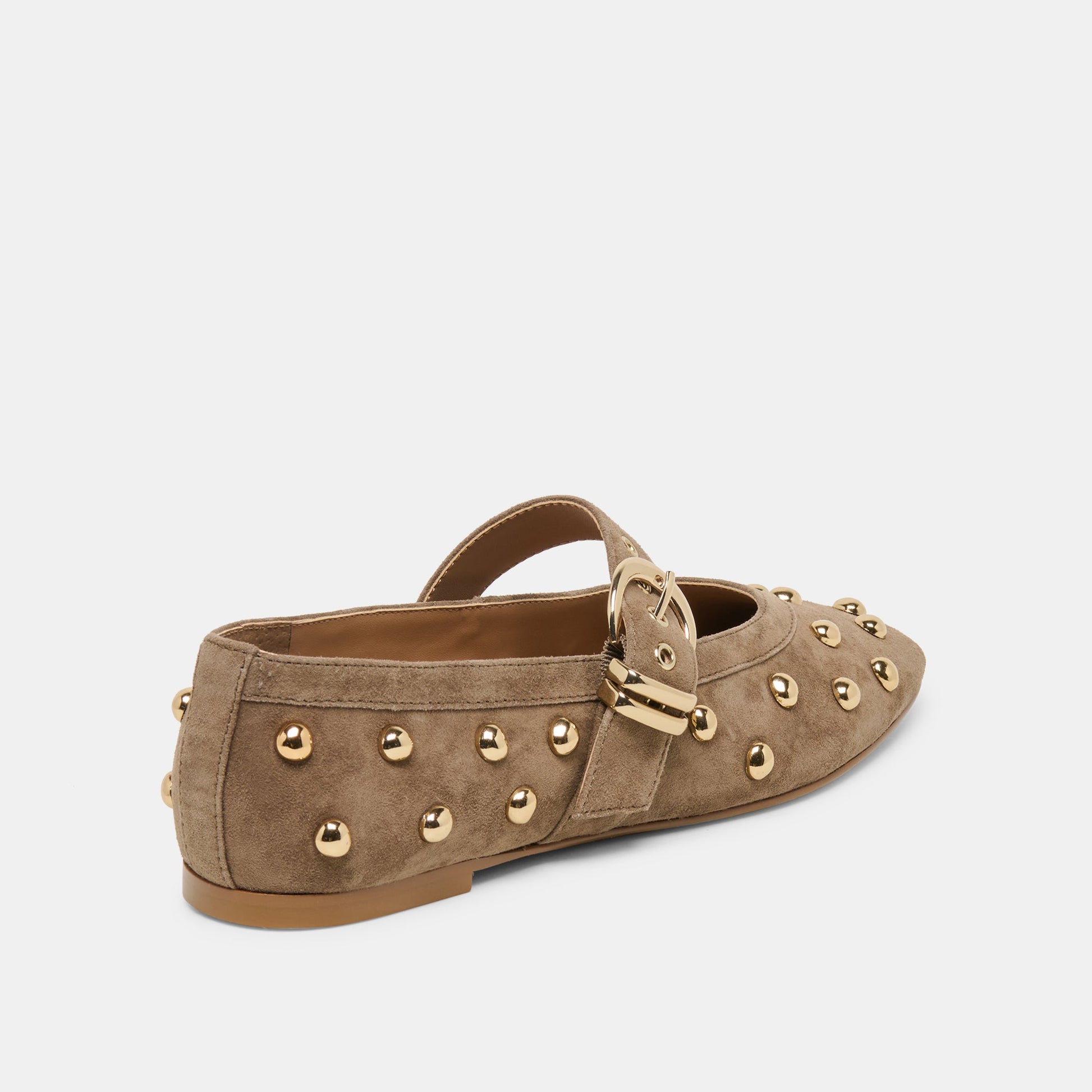 Mikel Stud Olive Suede Ballet Flats