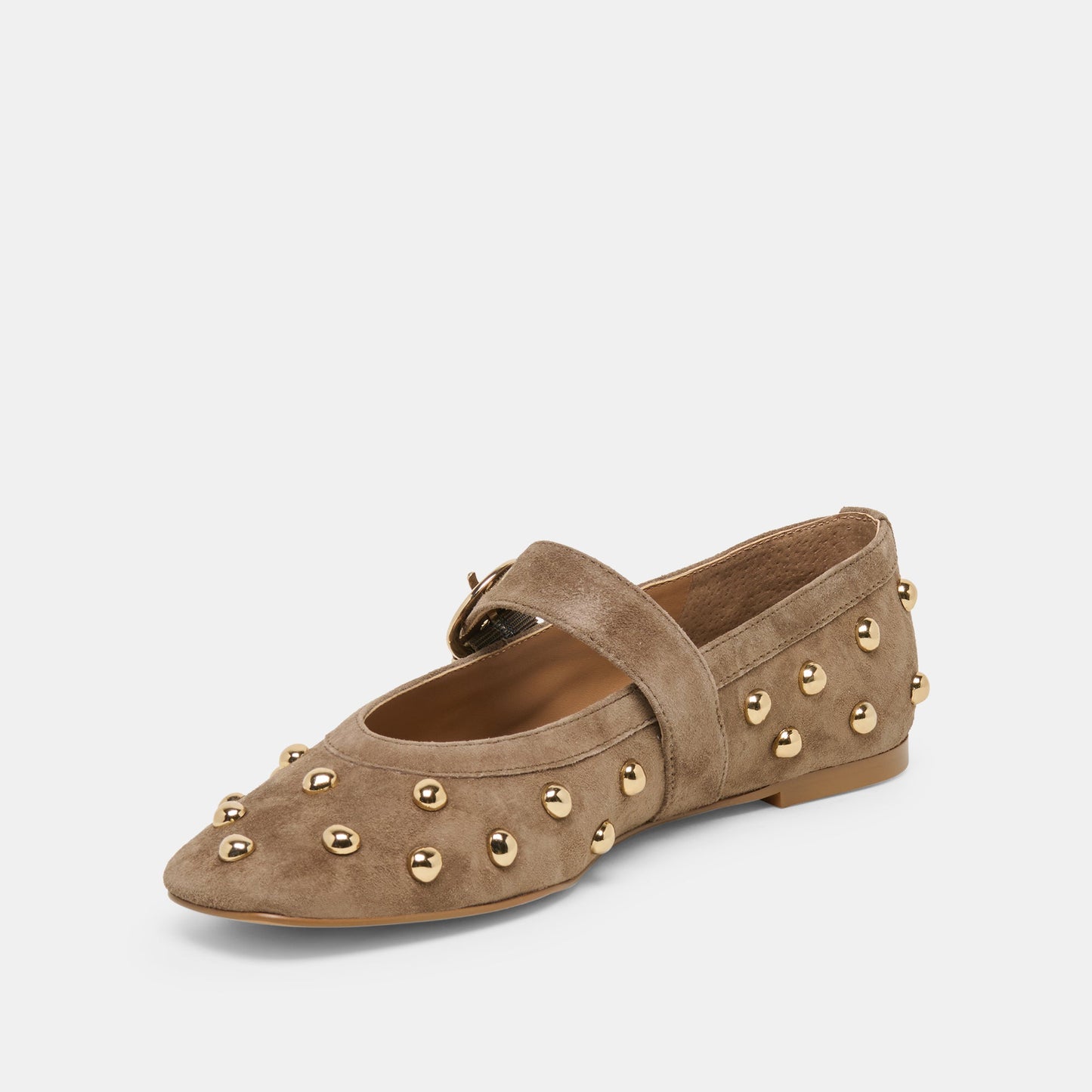 Mikel Stud Olive Suede Ballet Flats