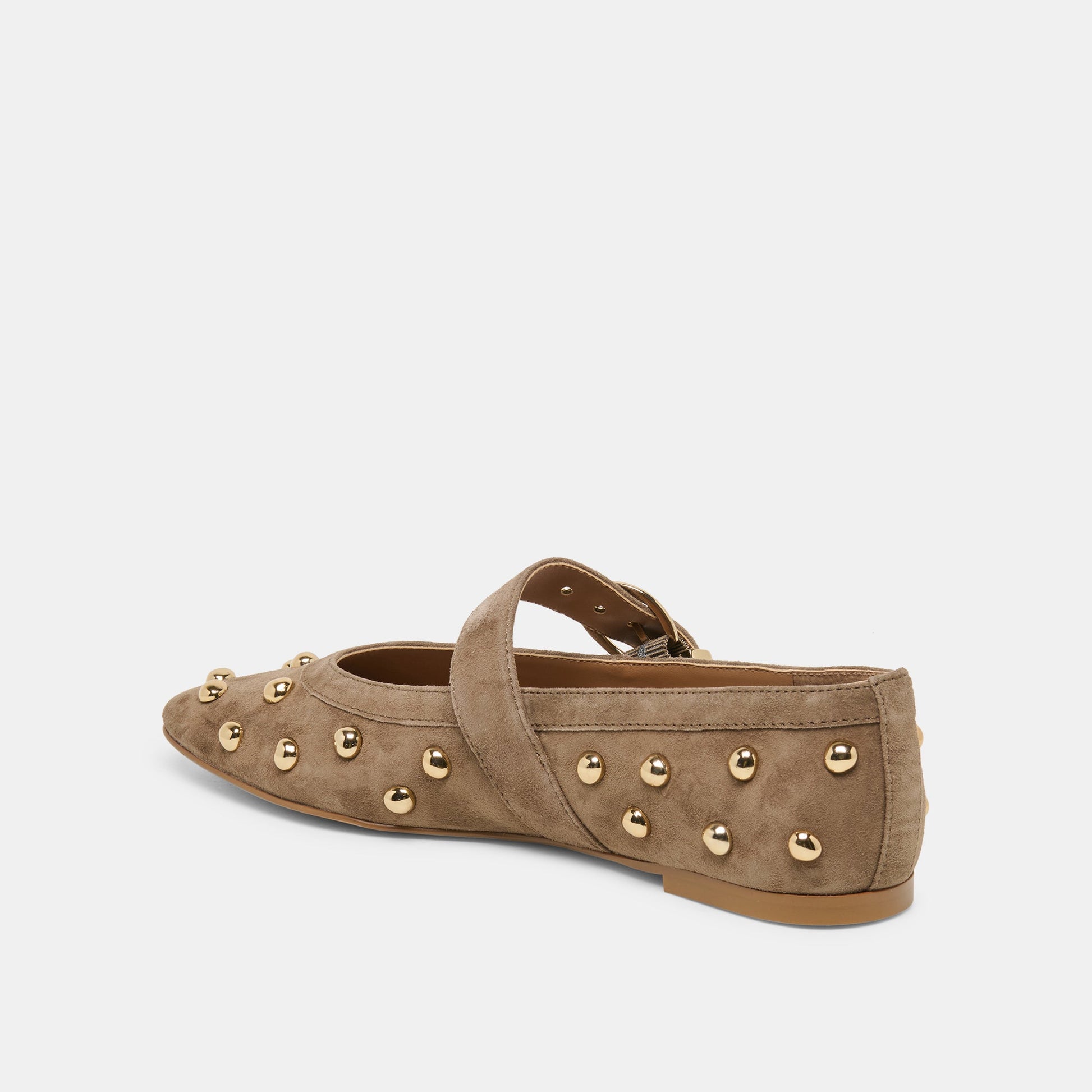 Mikel Stud Olive Suede Ballet Flats