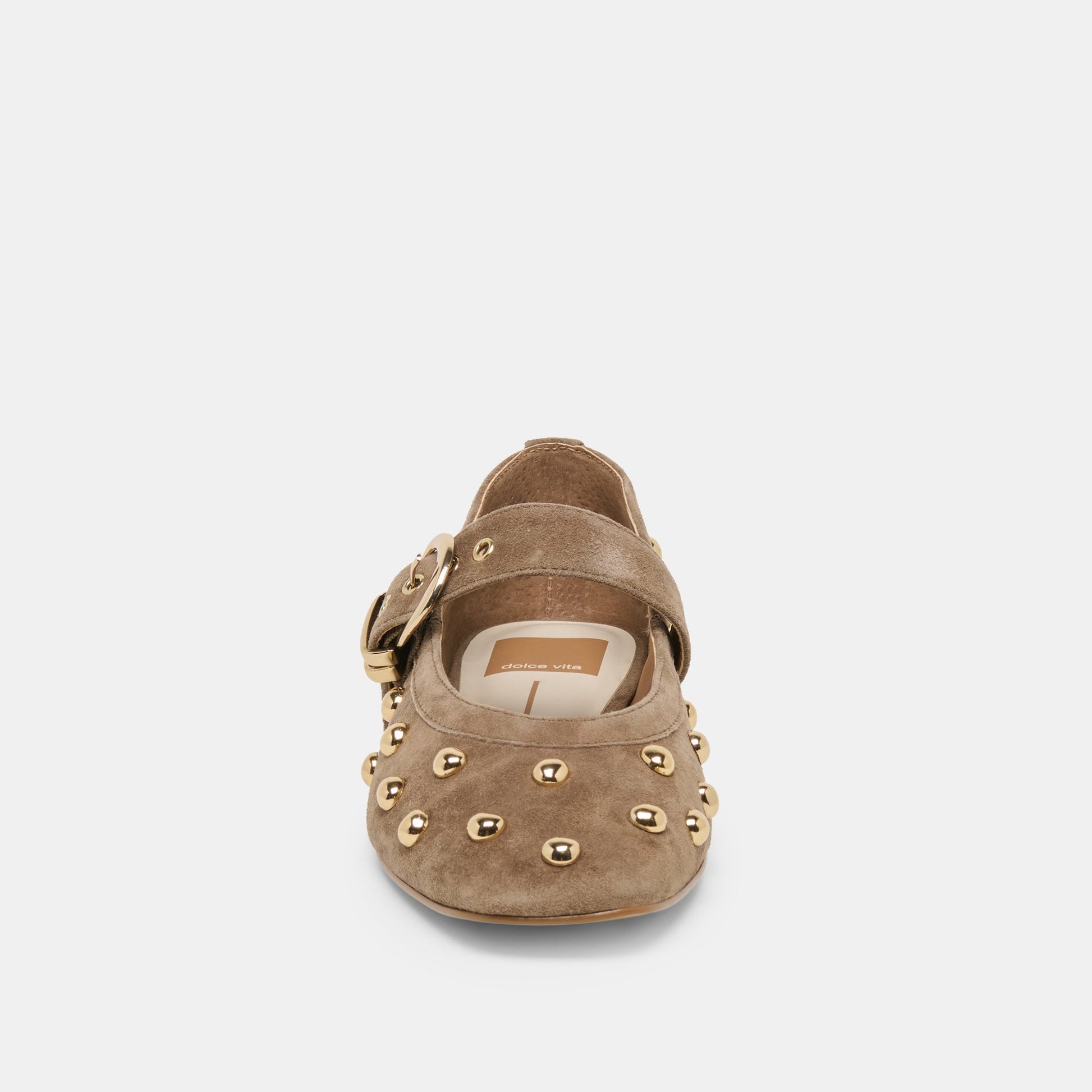 Mikel Stud Olive Suede Ballet Flats