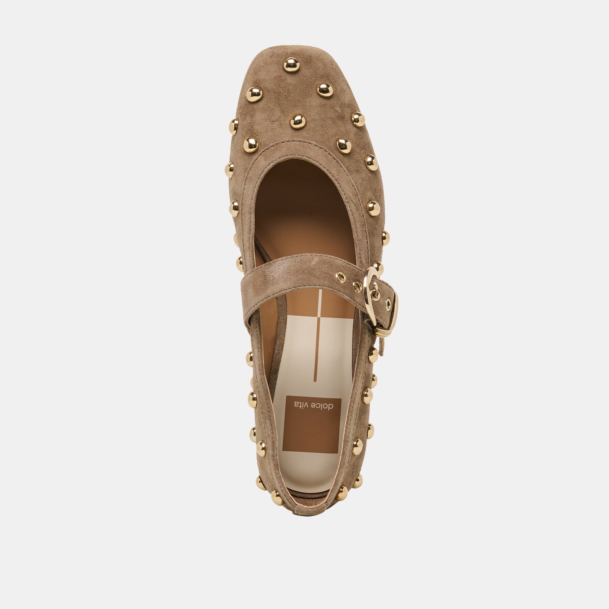 Mikel Stud Olive Suede Ballet Flats