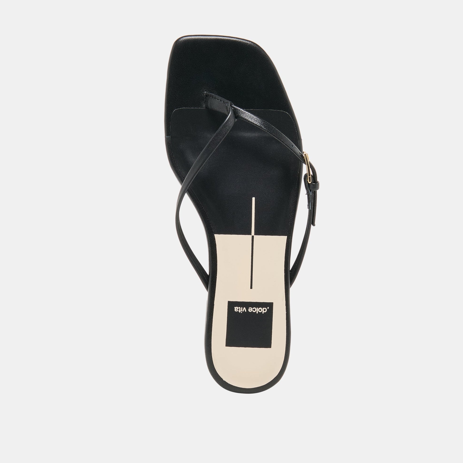 MALTA Black Leather Buckle Flip-Flop Sandals