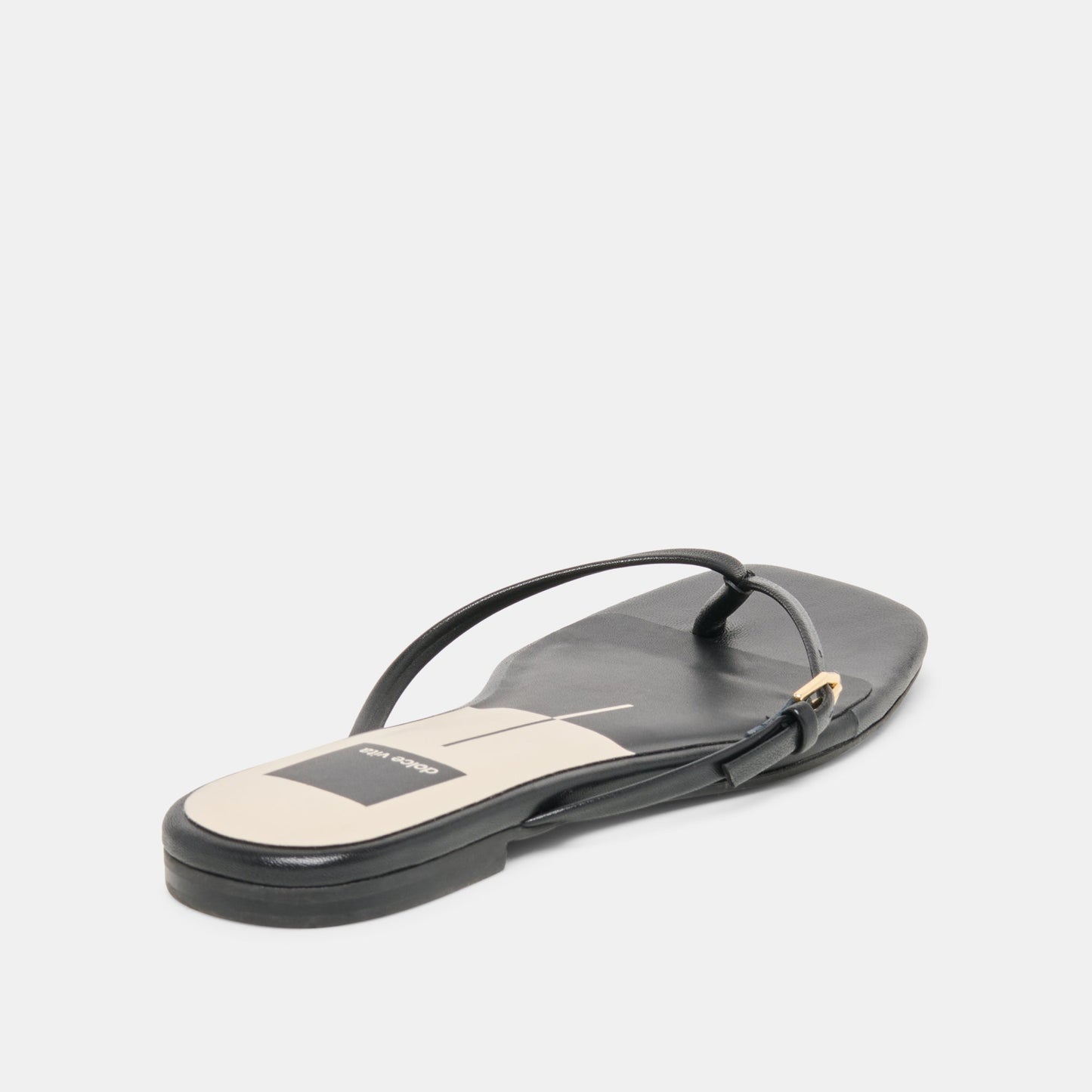 MALTA Black Leather Buckle Flip-Flop Sandals