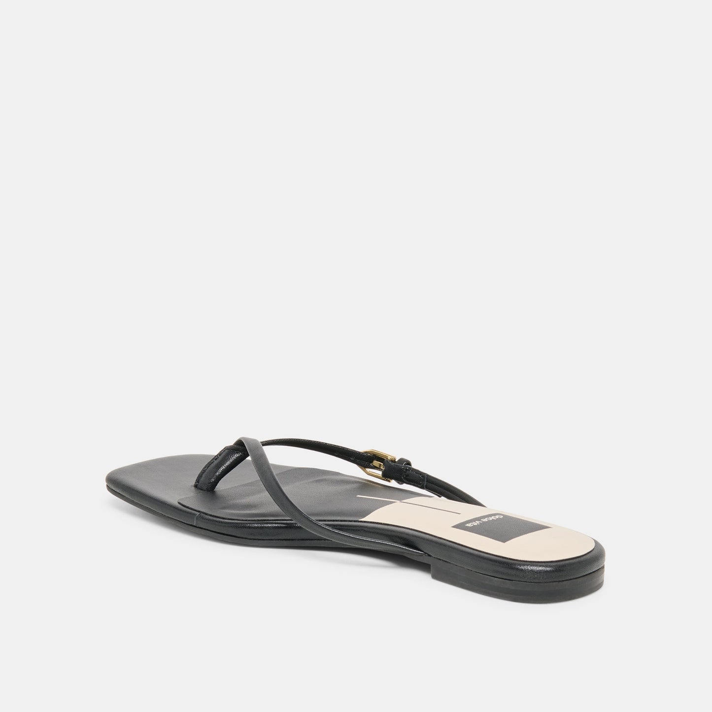 MALTA Black Leather Buckle Flip-Flop Sandals