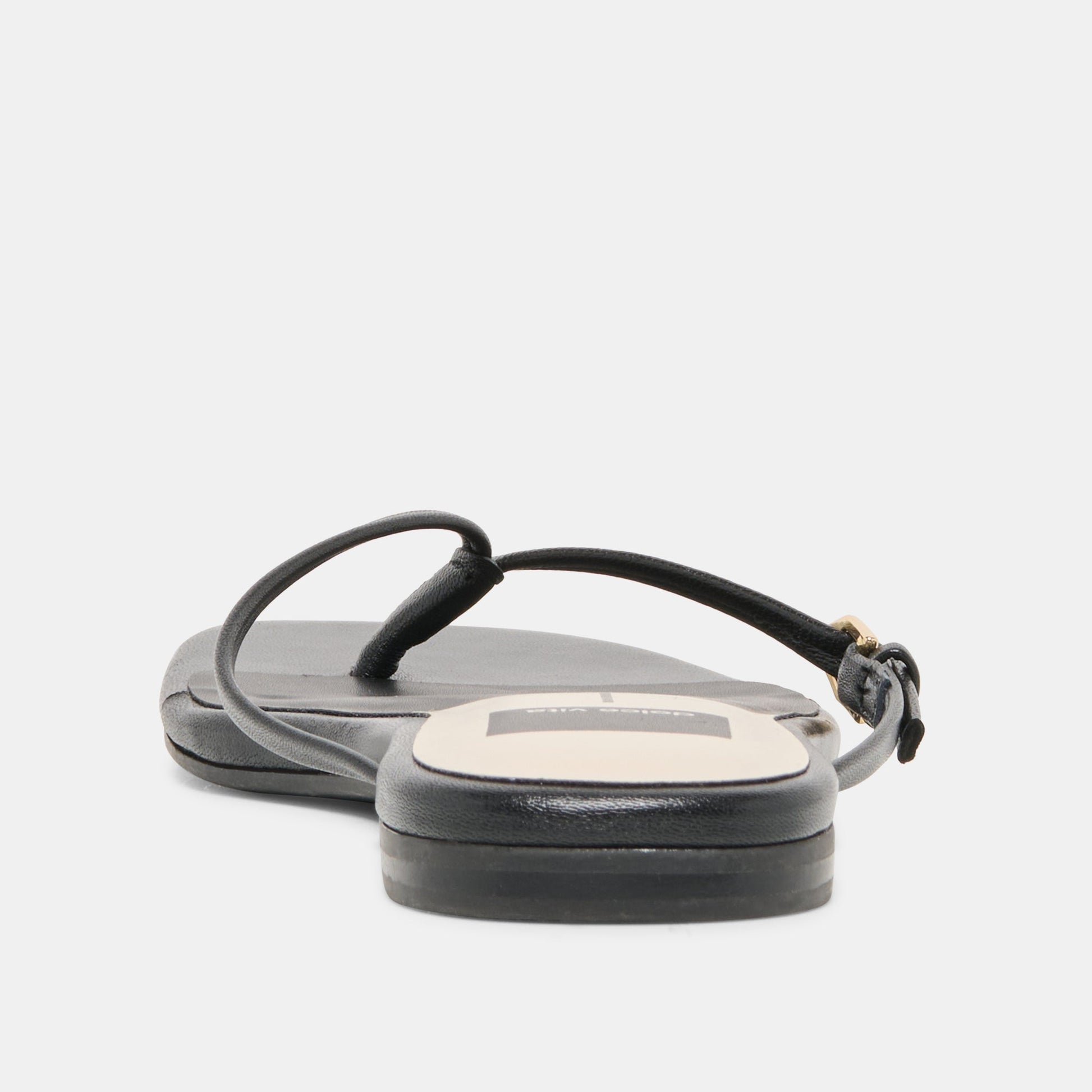 MALTA Black Leather Buckle Flip-Flop Sandals