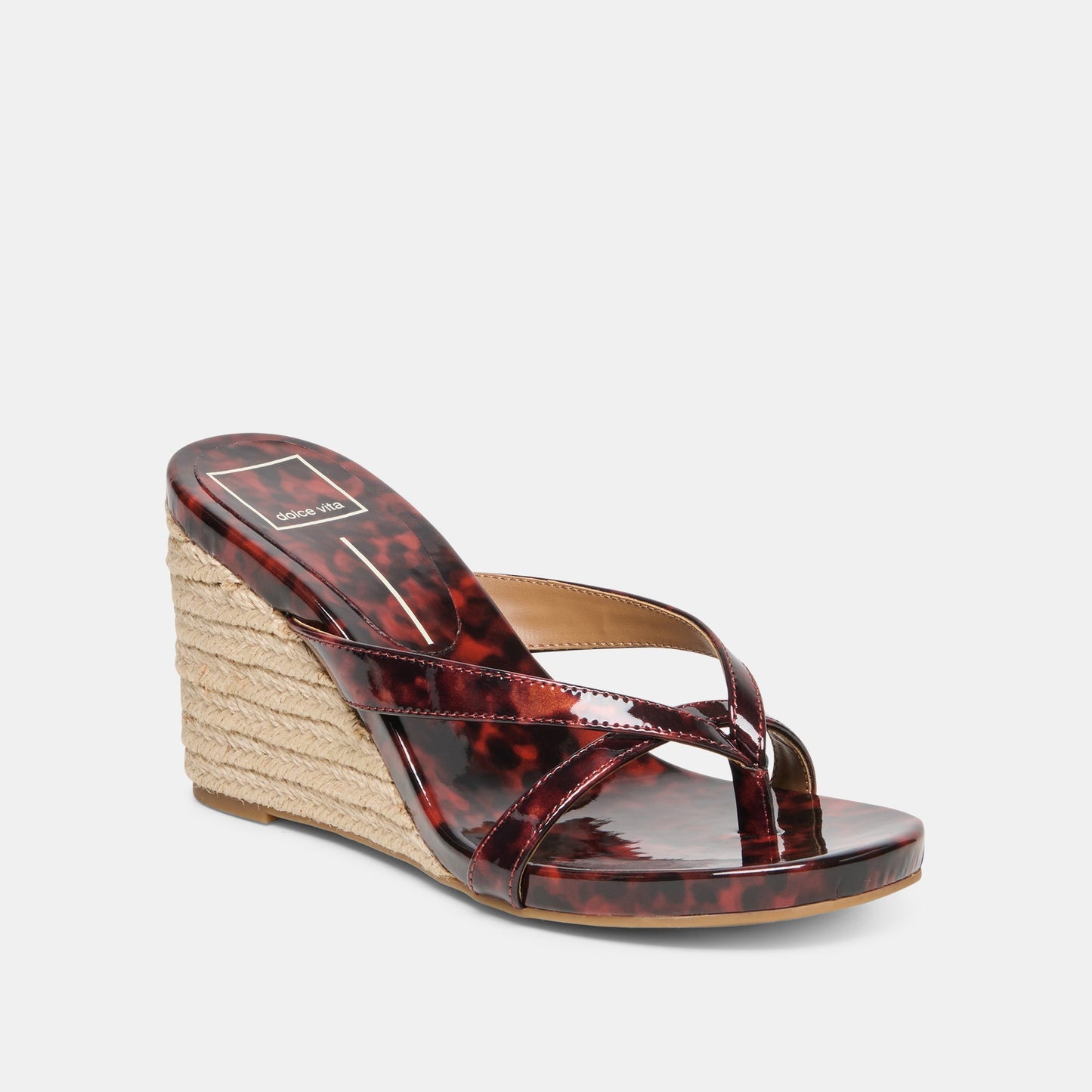 Helan Espadrille Tortoise Patent Leather Wedges