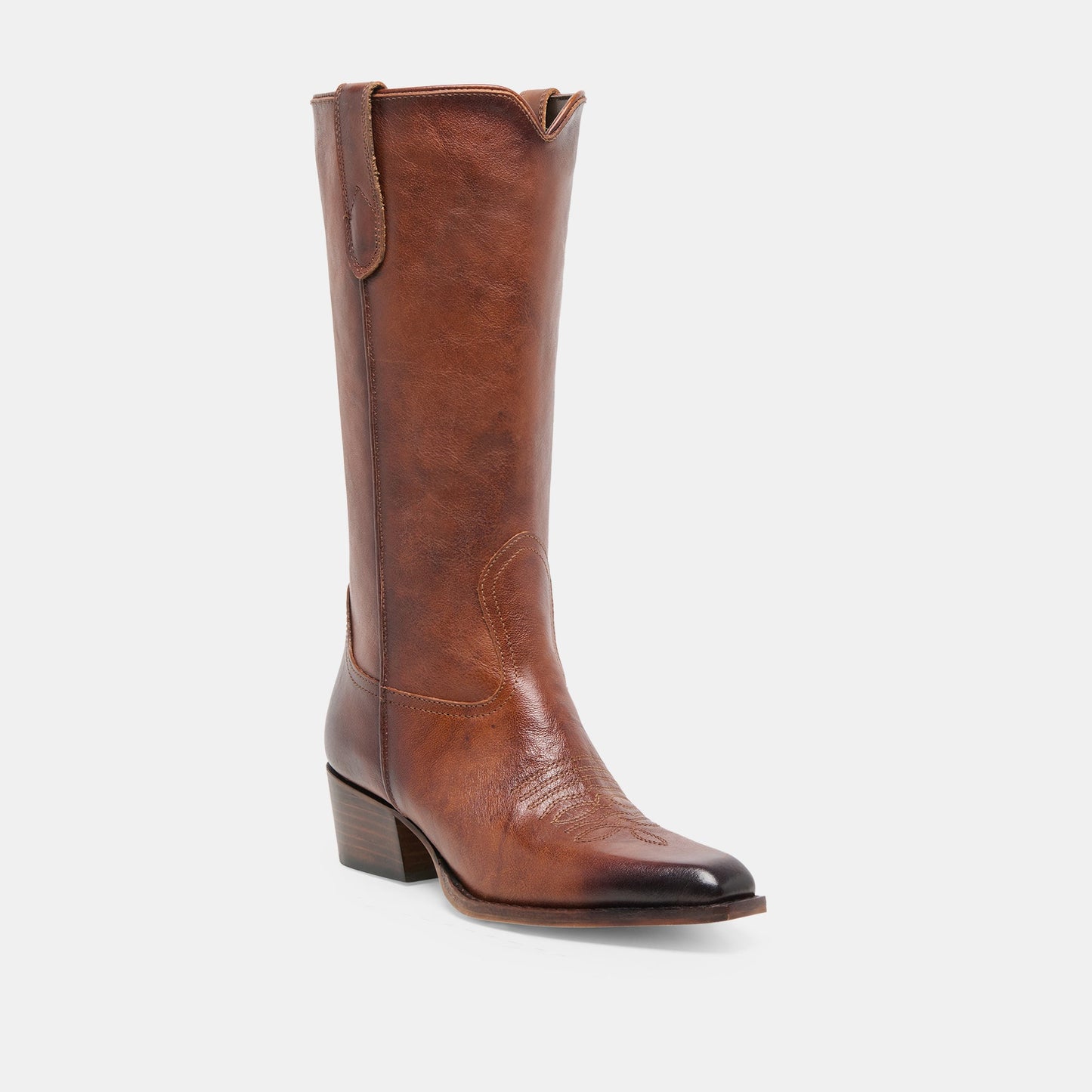 VIGLA Chestnut Leather Pointed-Toe Western Boots