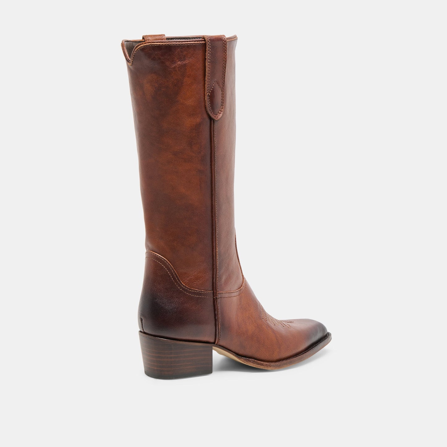 VIGLA Chestnut Leather Pointed-Toe Western Boots