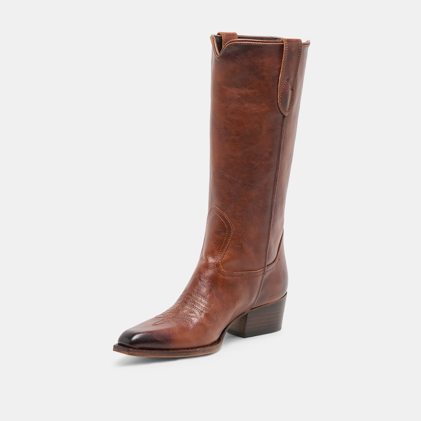VIGLA Chestnut Leather Pointed-Toe Western Boots