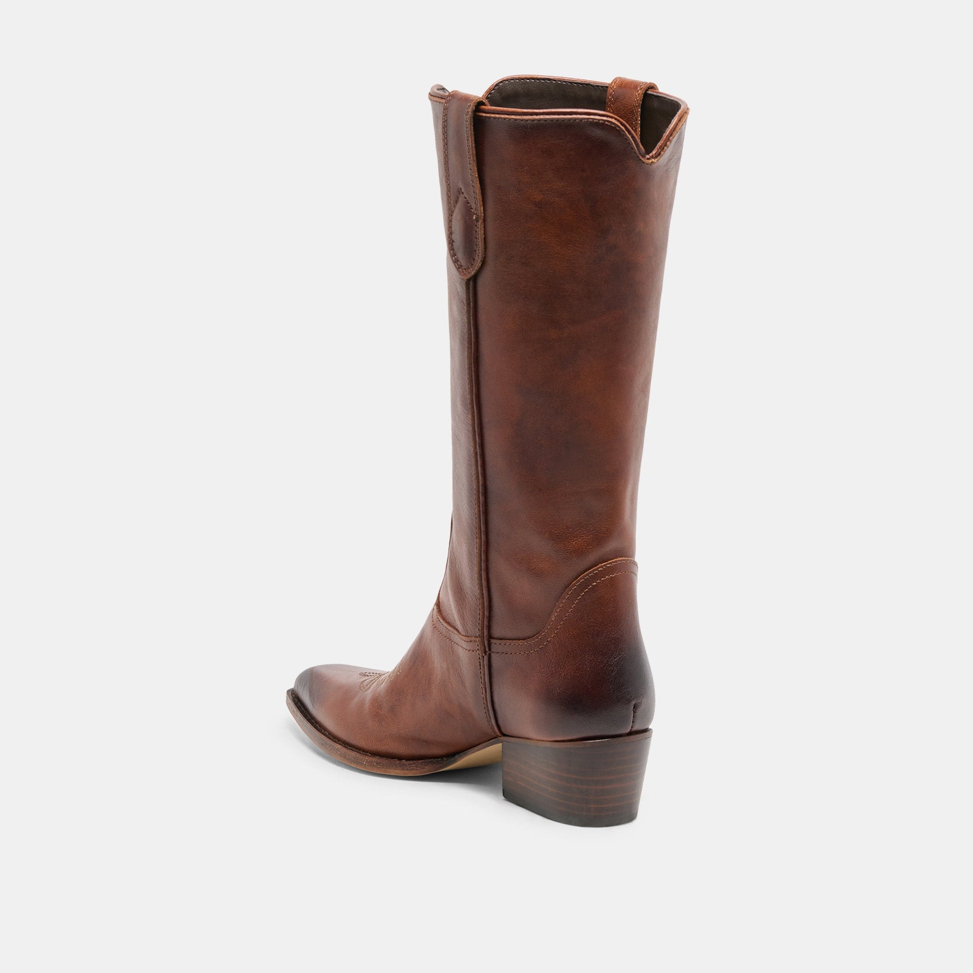 VIGLA Chestnut Leather Pointed-Toe Western Boots