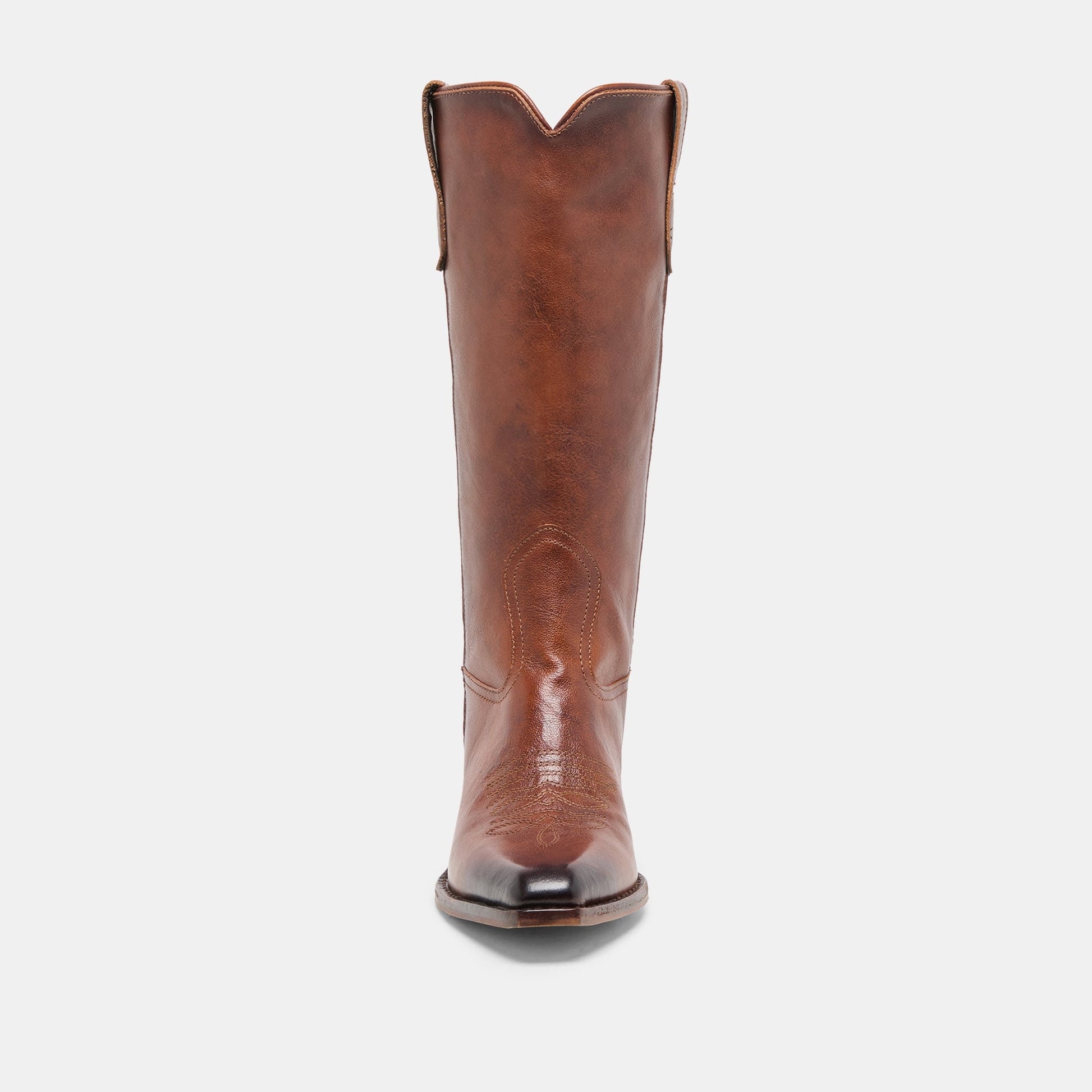 VIGLA Chestnut Leather Pointed-Toe Western Boots