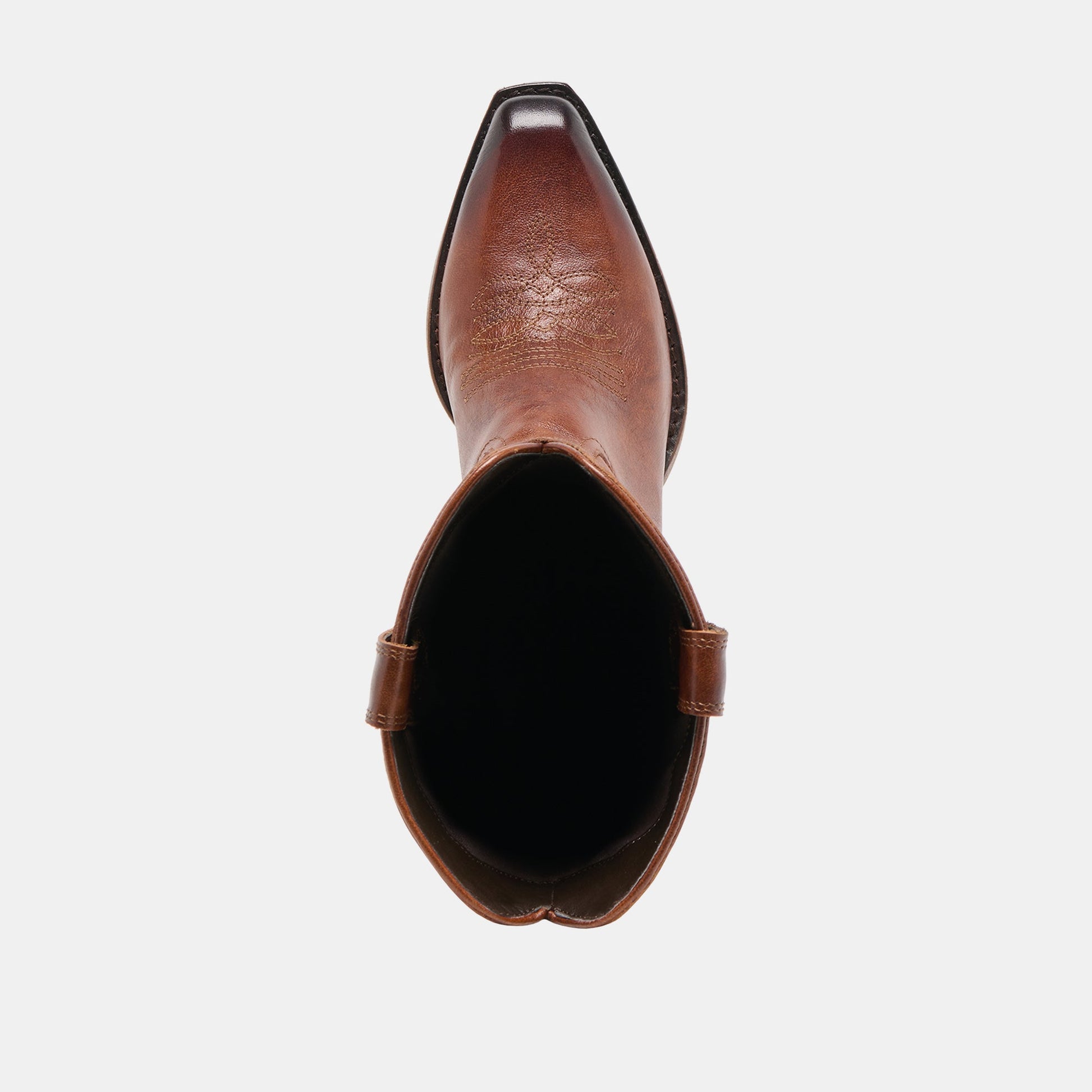 VIGLA Chestnut Leather Pointed-Toe Western Boots